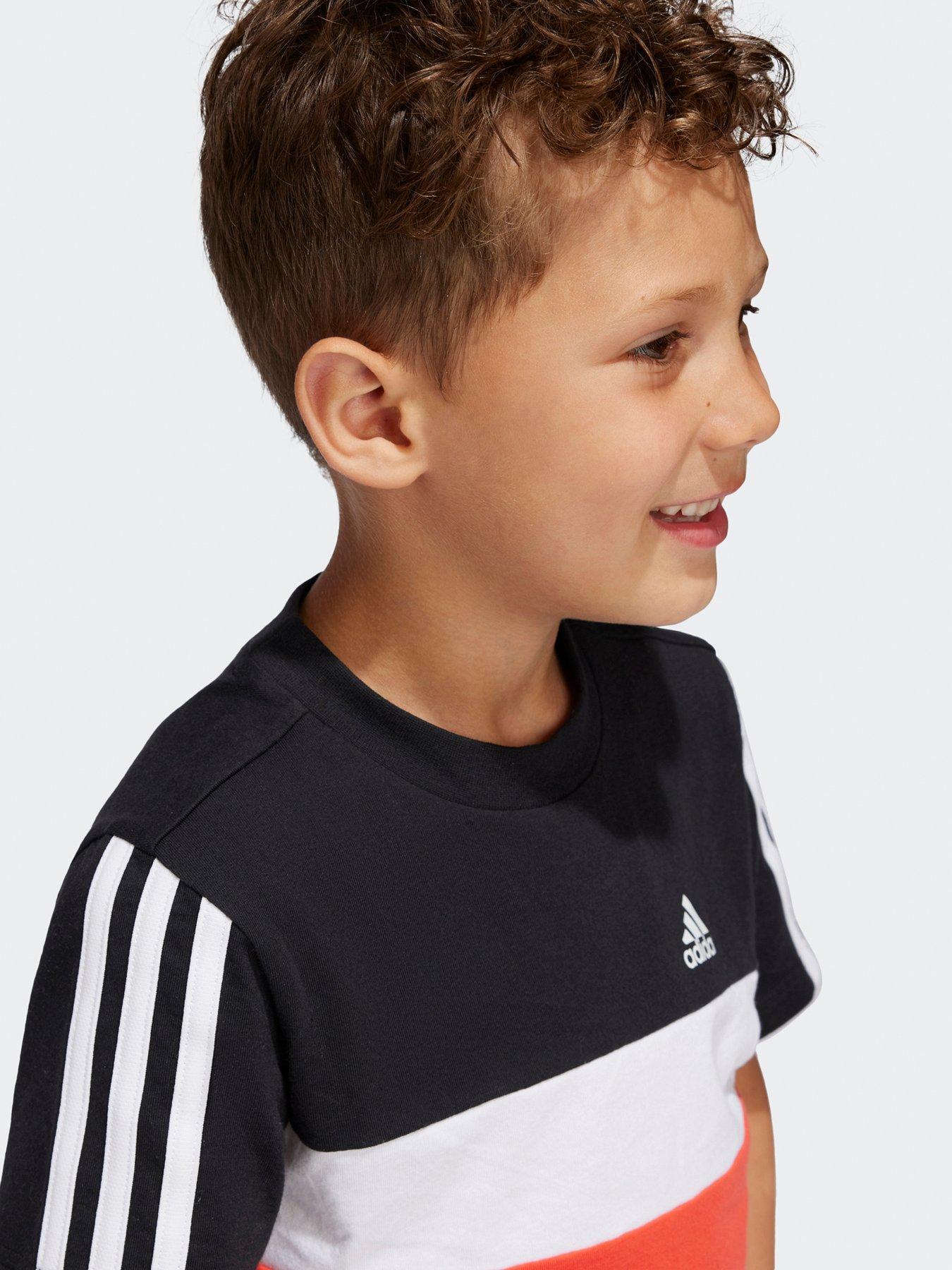 adidas-sportswear-junior-boys-essentials-3-stripe-t-shirt-blackredoutfit