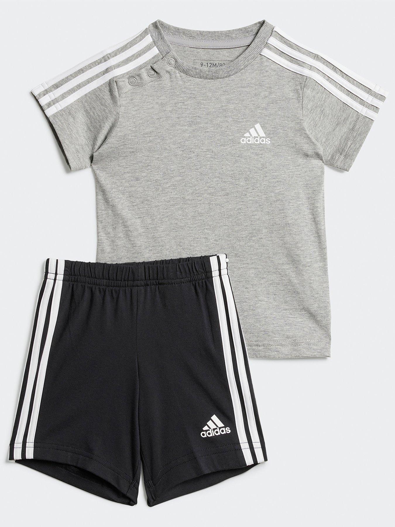 adidas-sportswear-infant-unisex-essentials-t-shirt-and-short-set-greyblack