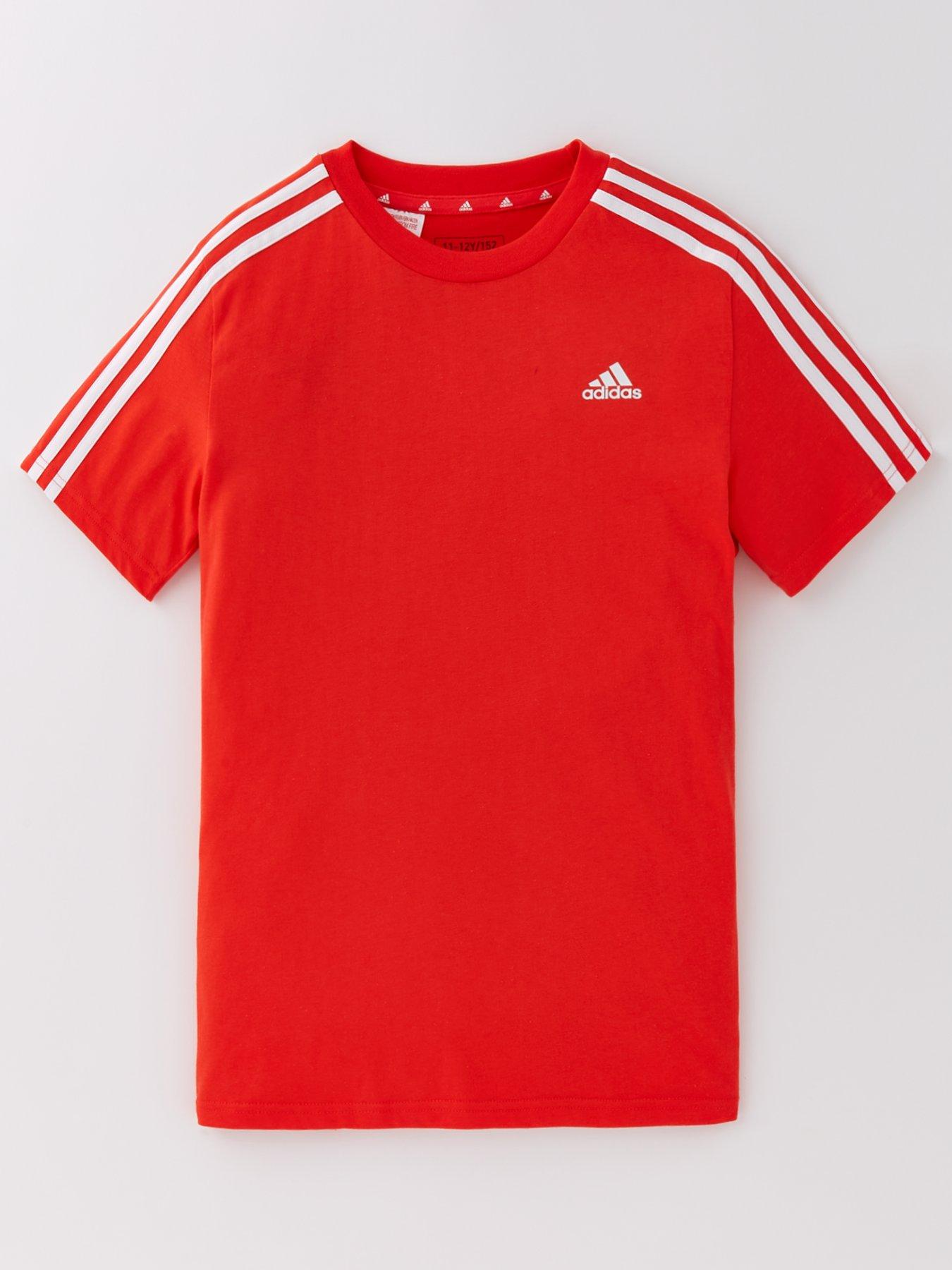 adidas-sportswear-junior-boys-essentials-3-stripe-t-shirt-red