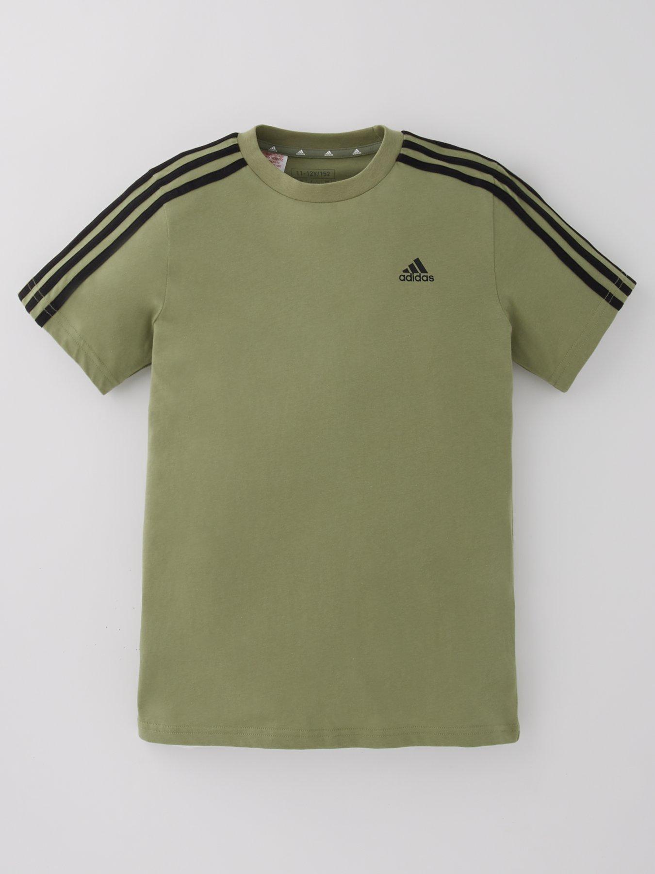 adidas-sportswear-junior-boys-essentials-3-stripe-t-shirt-green