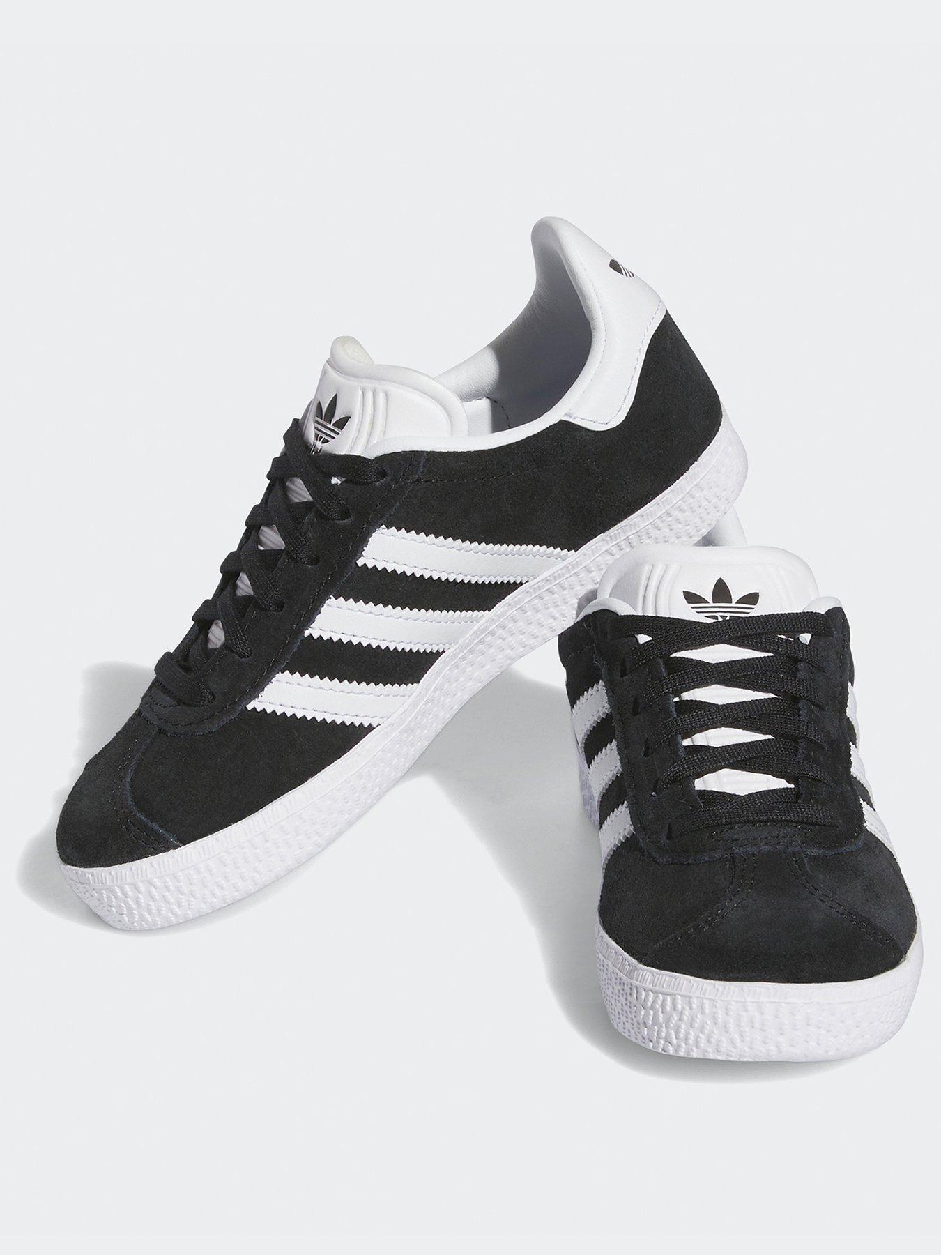 adidas-originals-kids-unisex-gazelle-trainers-blackwhitestillFront