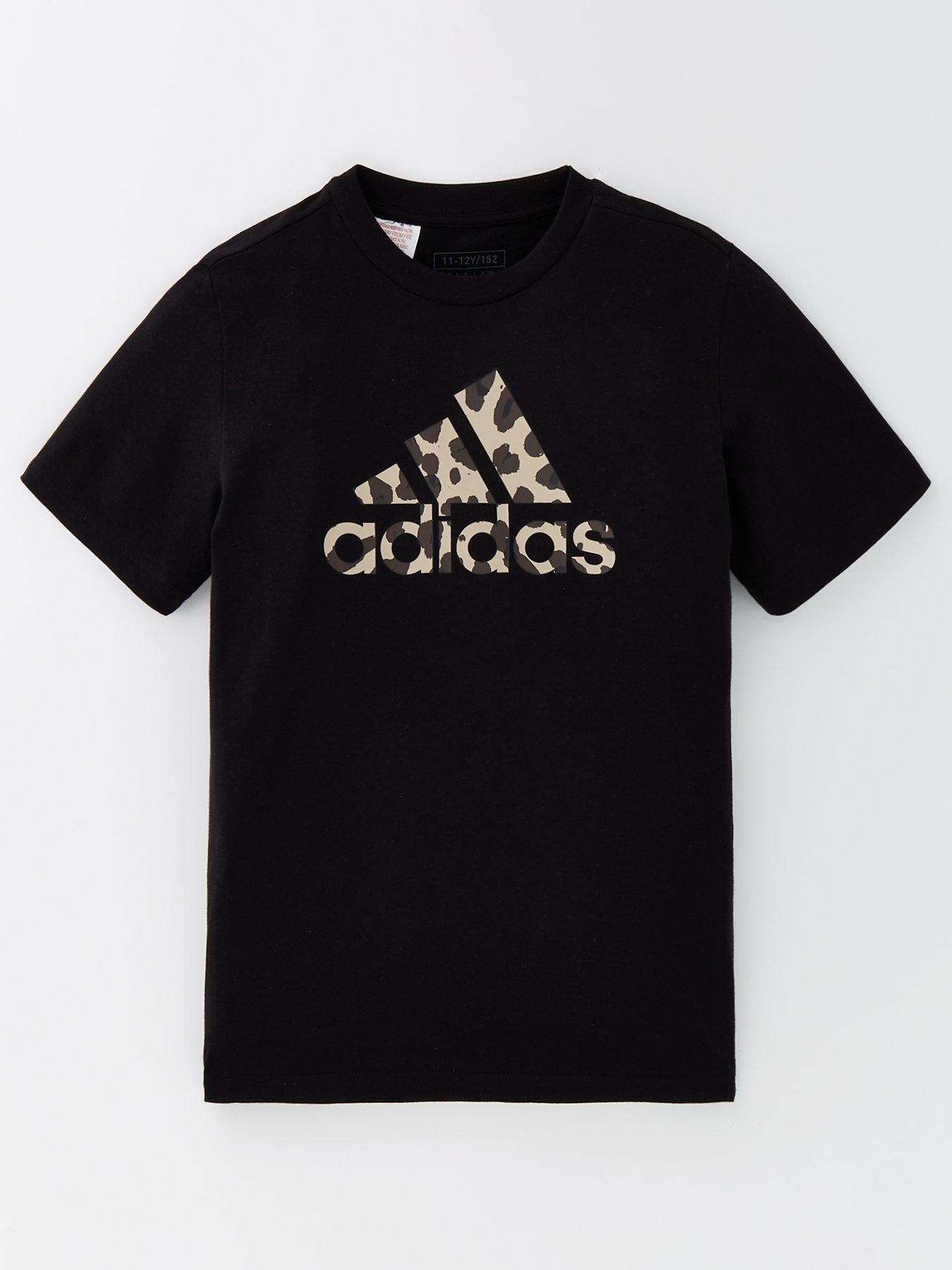 adidas-sportswear-junior-girls-animal-print-big-logo-t-shirt-blackfront