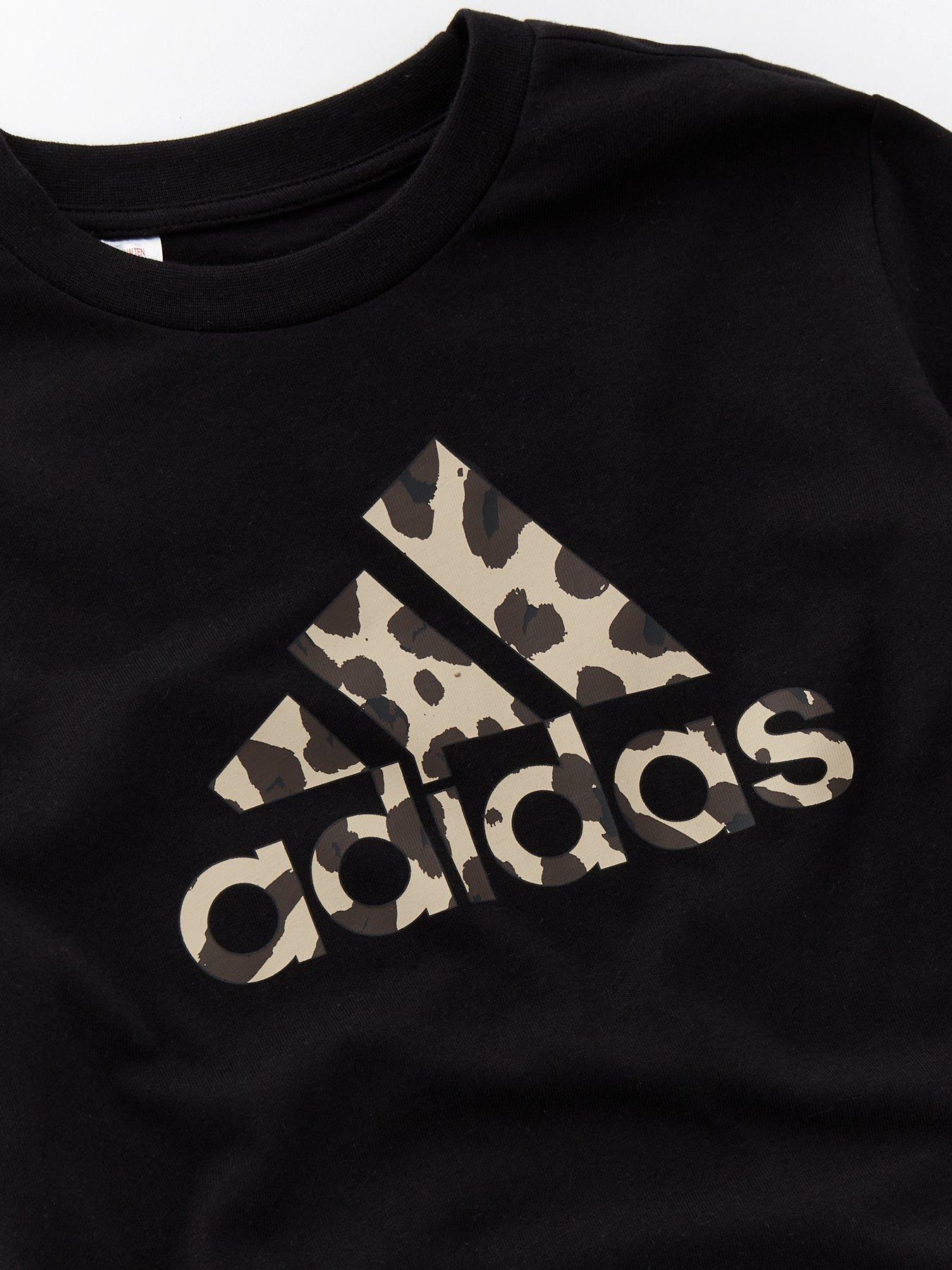 adidas-sportswear-junior-girls-animal-print-big-logo-t-shirt-blackdetail