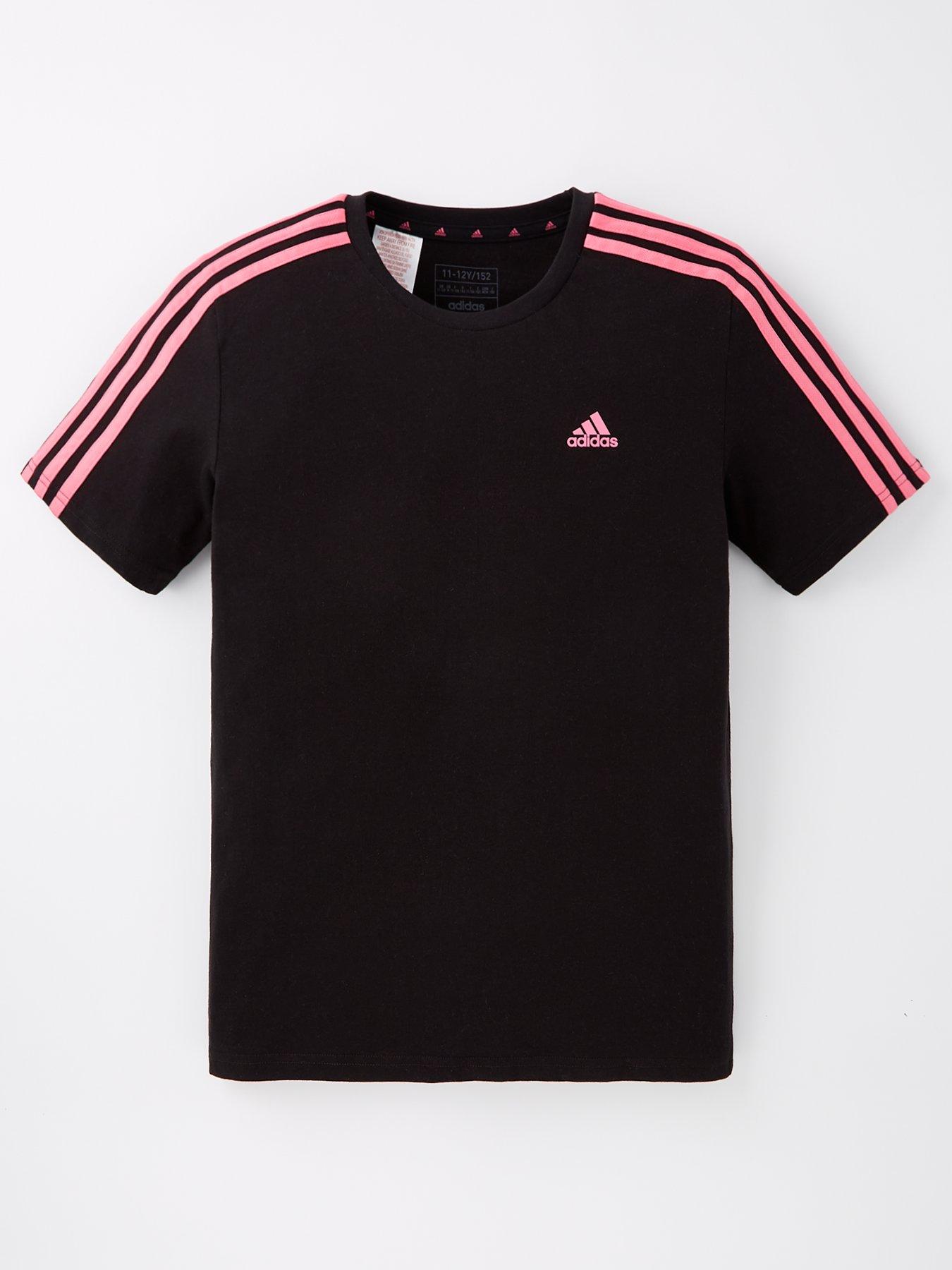 adidas-sportswear-junior-girls-essentials-3-stripe-t-shirt-blackfront