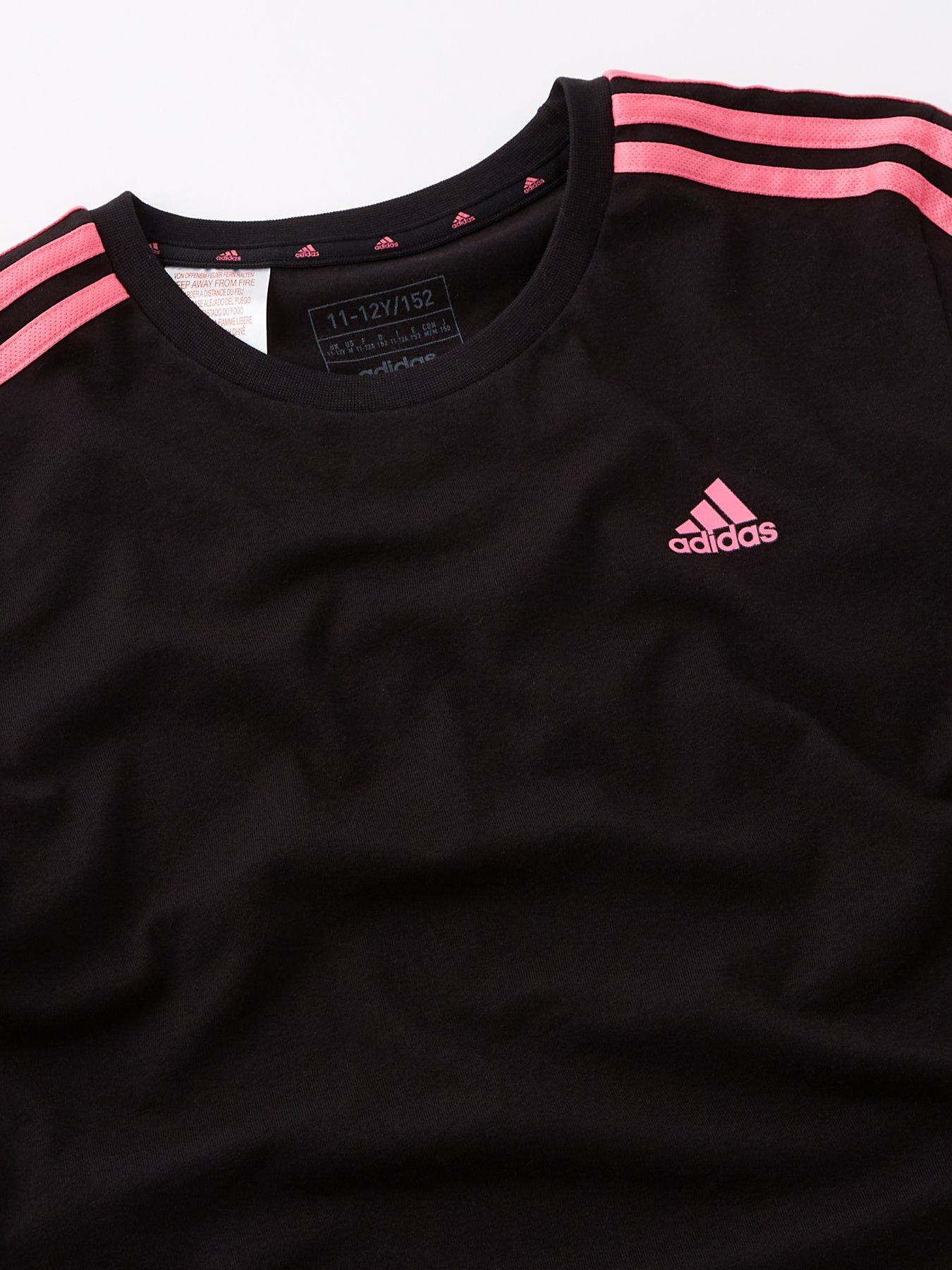 adidas-sportswear-junior-girls-essentials-3-stripe-t-shirt-blackoutfit