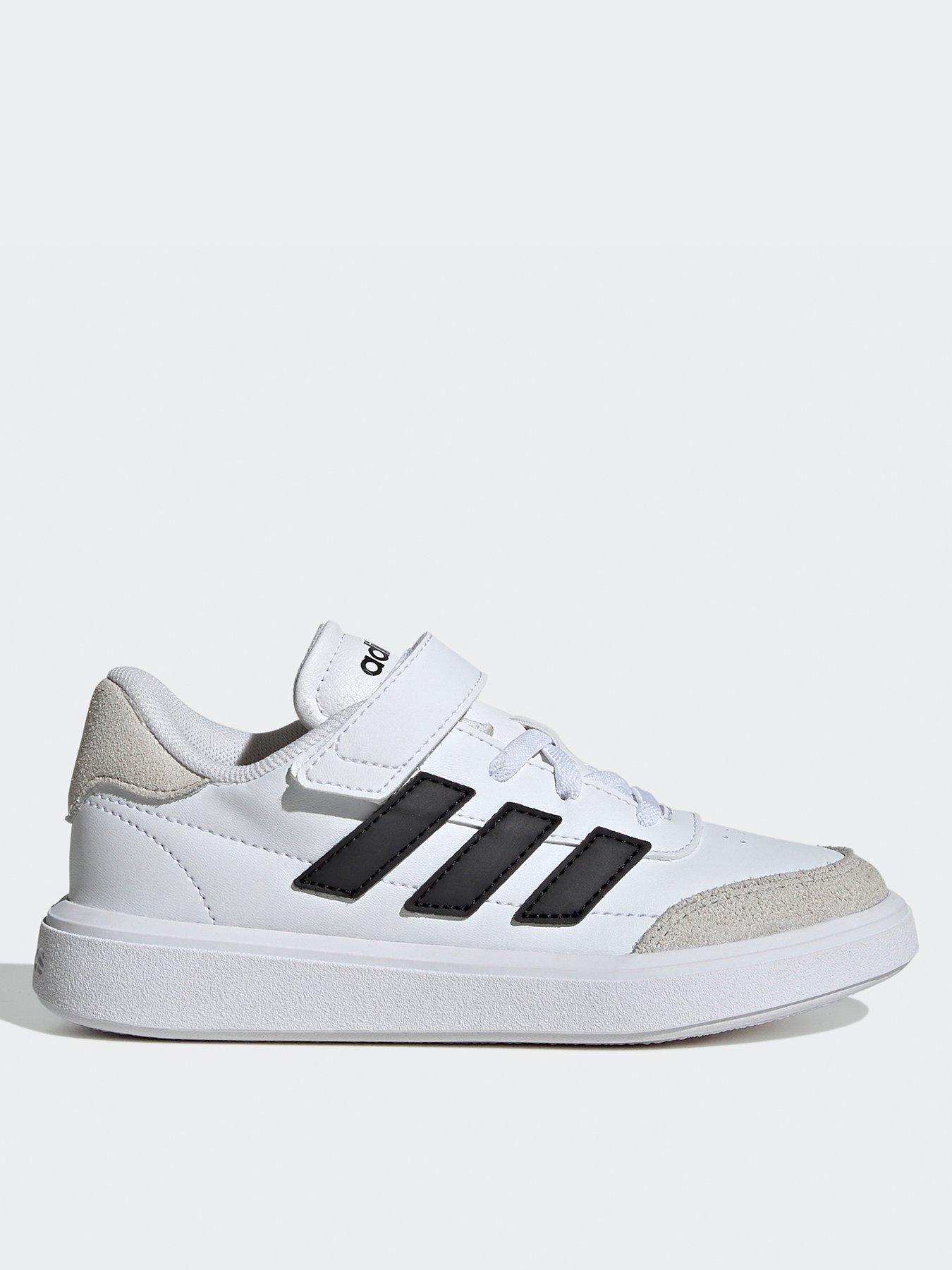 adidas-sportswear-kids-courtblock-elasticated-trainers-whiteblackfront