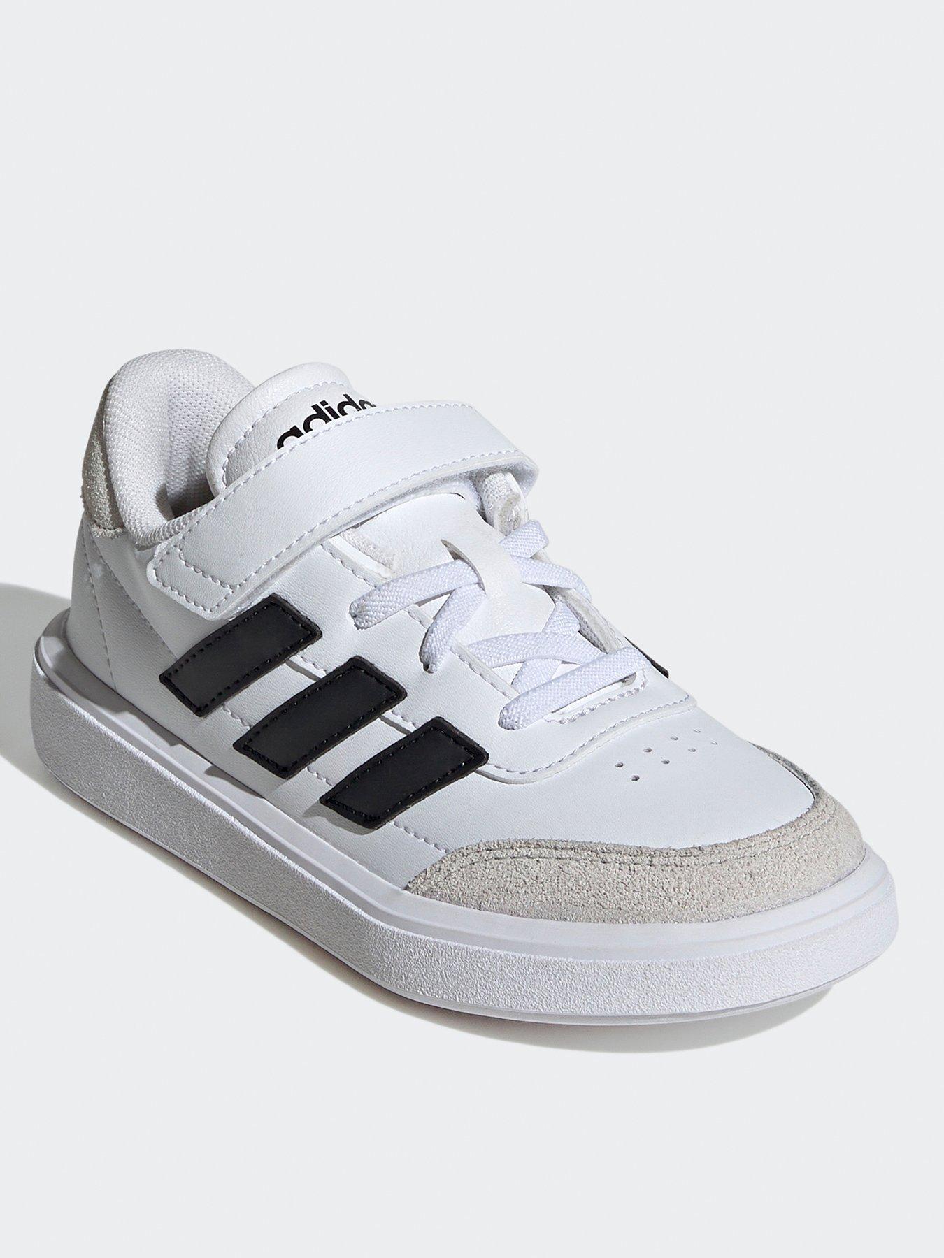 adidas-sportswear-kids-courtblock-elasticated-trainers-whiteblackstillFront