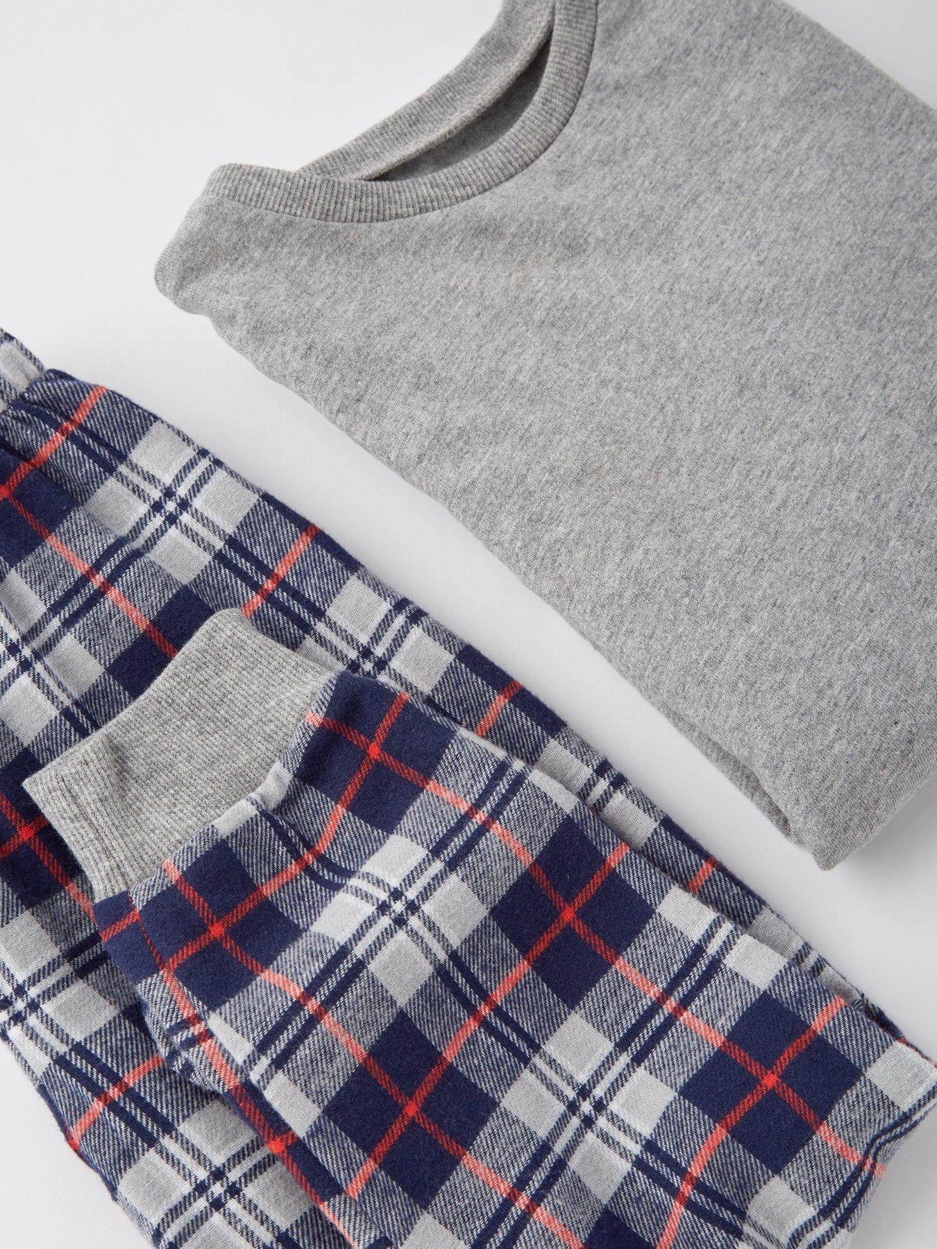 Image 4 of 4 of Mini V by Very Boys Longsleeve Rib And Check Pyjama set - Multi