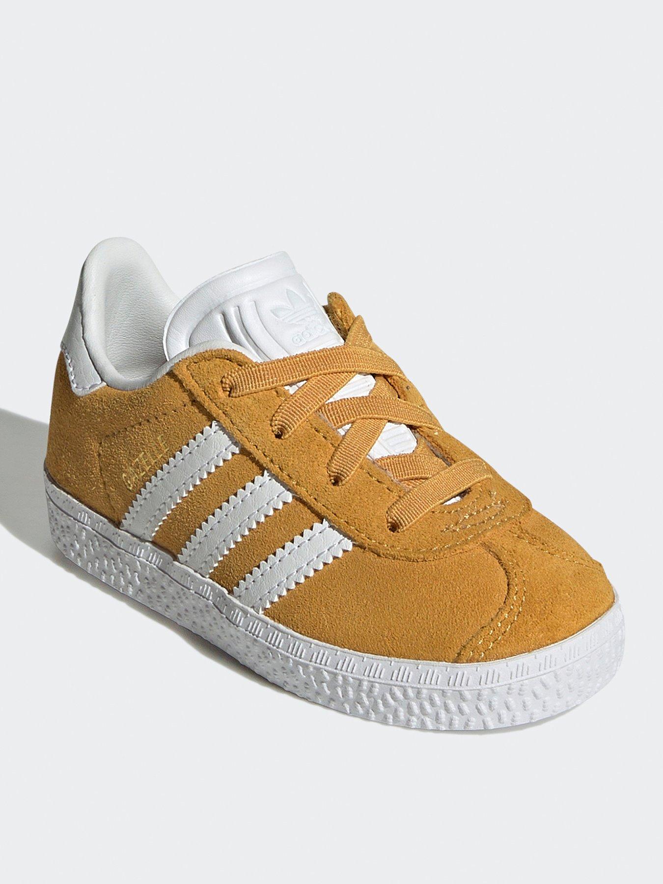 adidas-originals-unisex-infant-gazelle-elastic-trainers-yellowstillFront