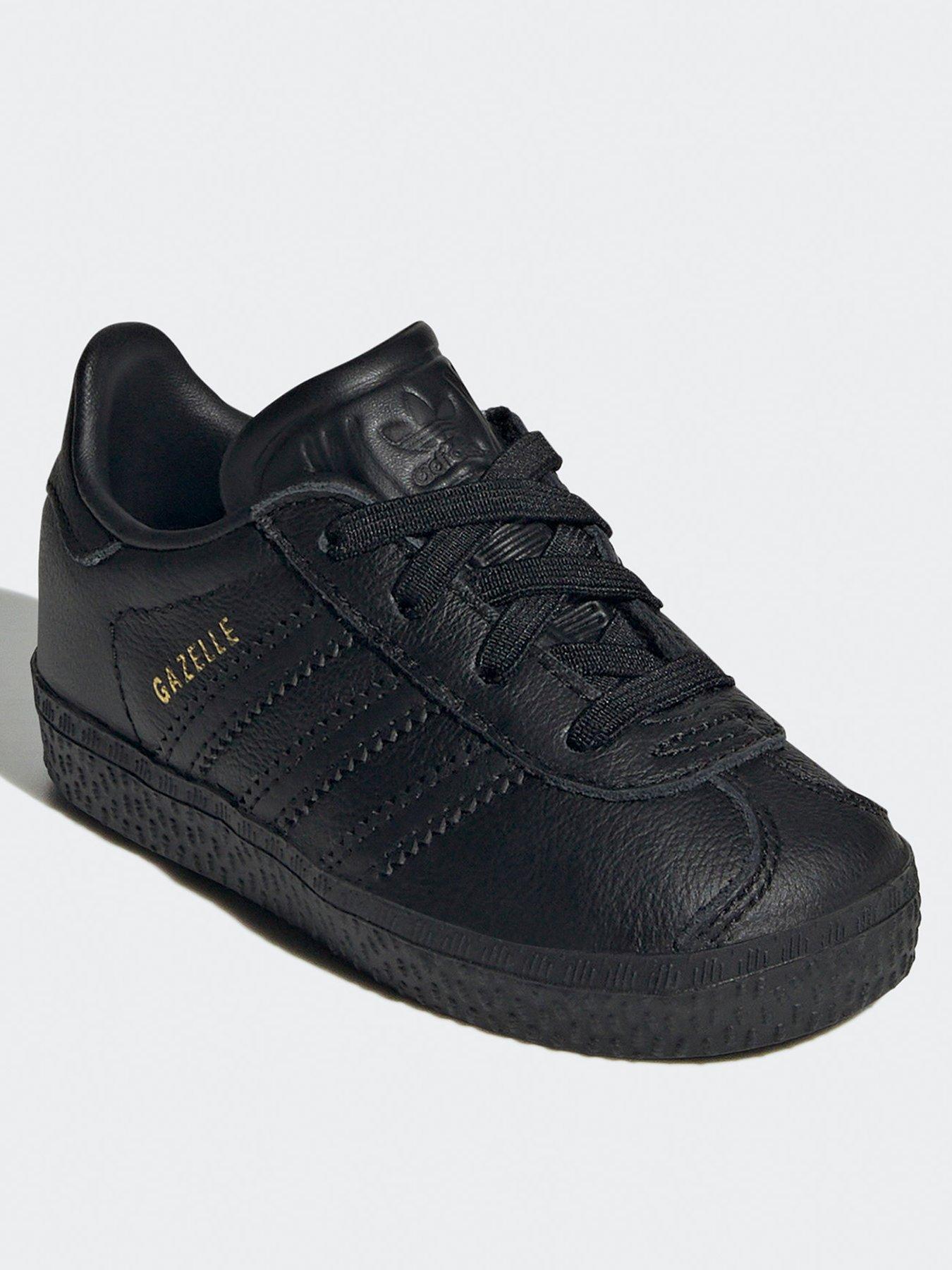 adidas-originals-unisex-infant-gazelle-elastic-trainers-blackblackstillFront