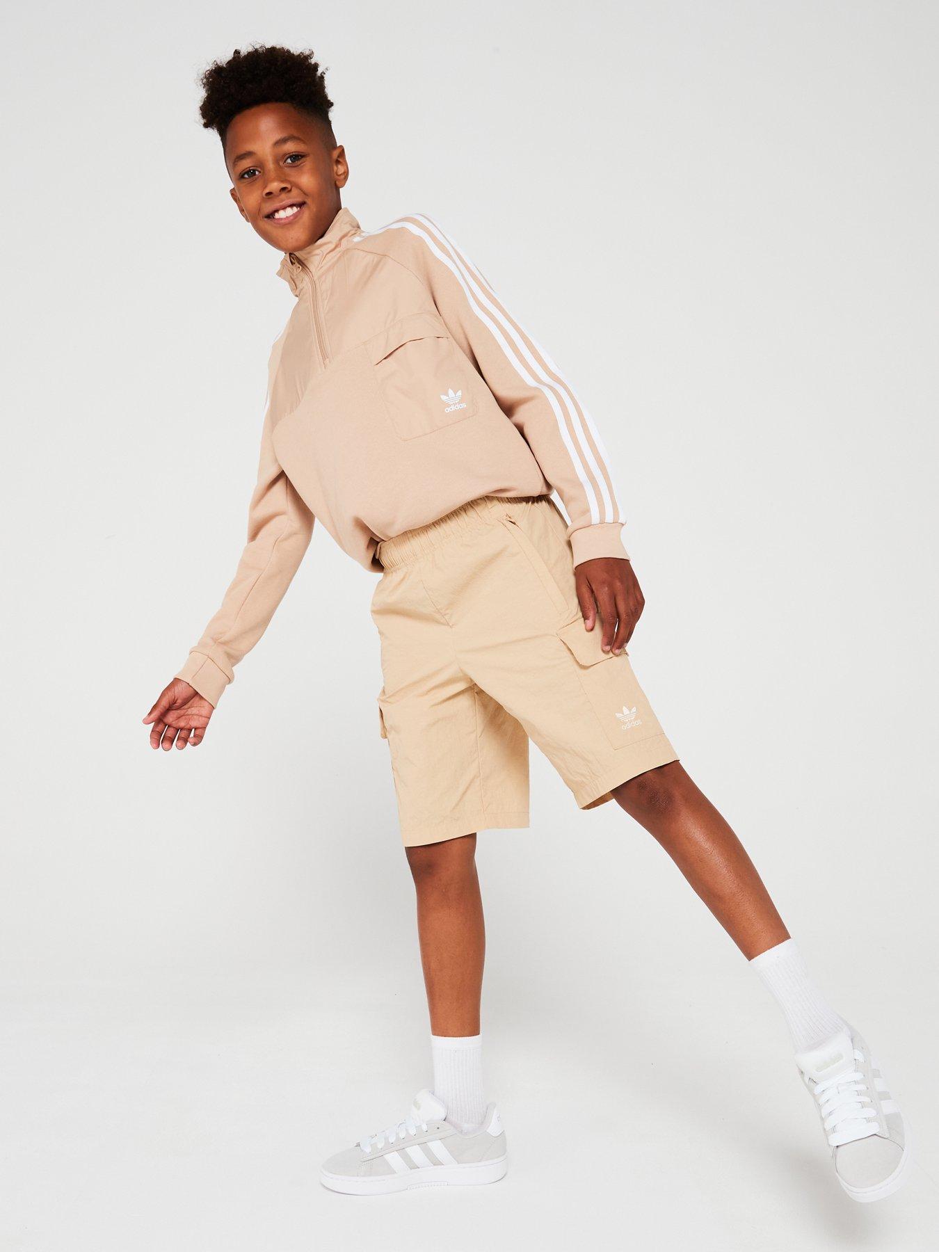 adidas-originals-older-unisex-cargo-shorts-beigeback