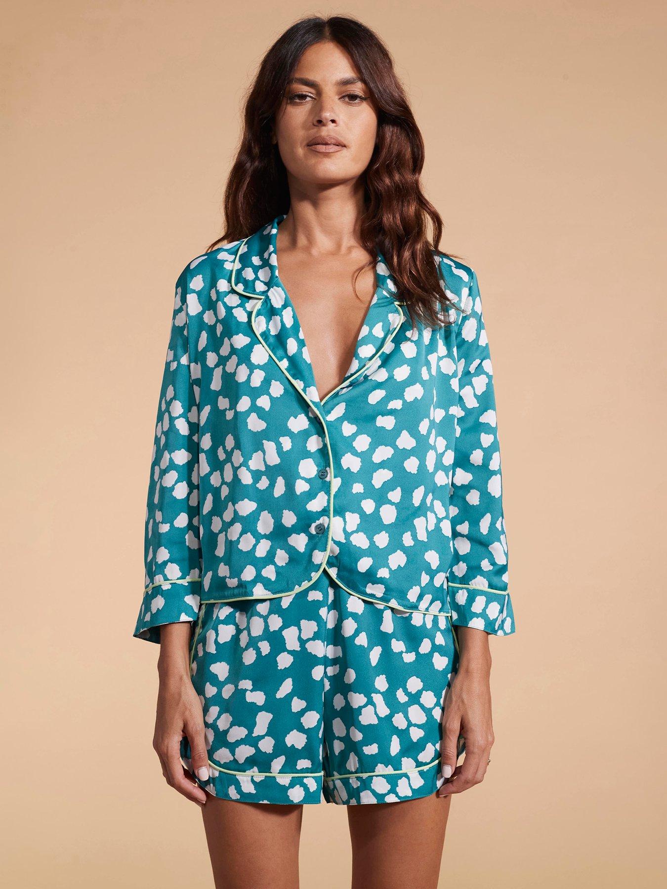 dancing-leopard-mini-cloud-print-shirt-and-short-pj-set-green