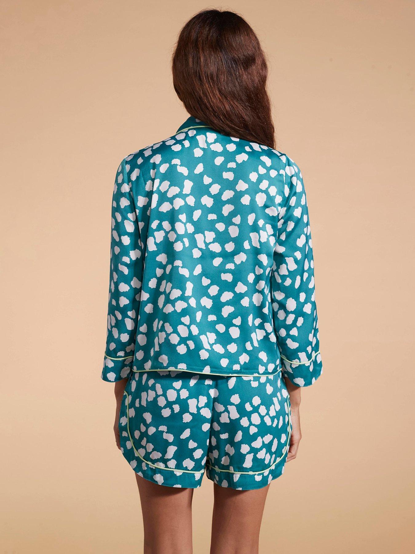 dancing-leopard-mini-cloud-print-shirt-and-short-pj-set-greenstillFront