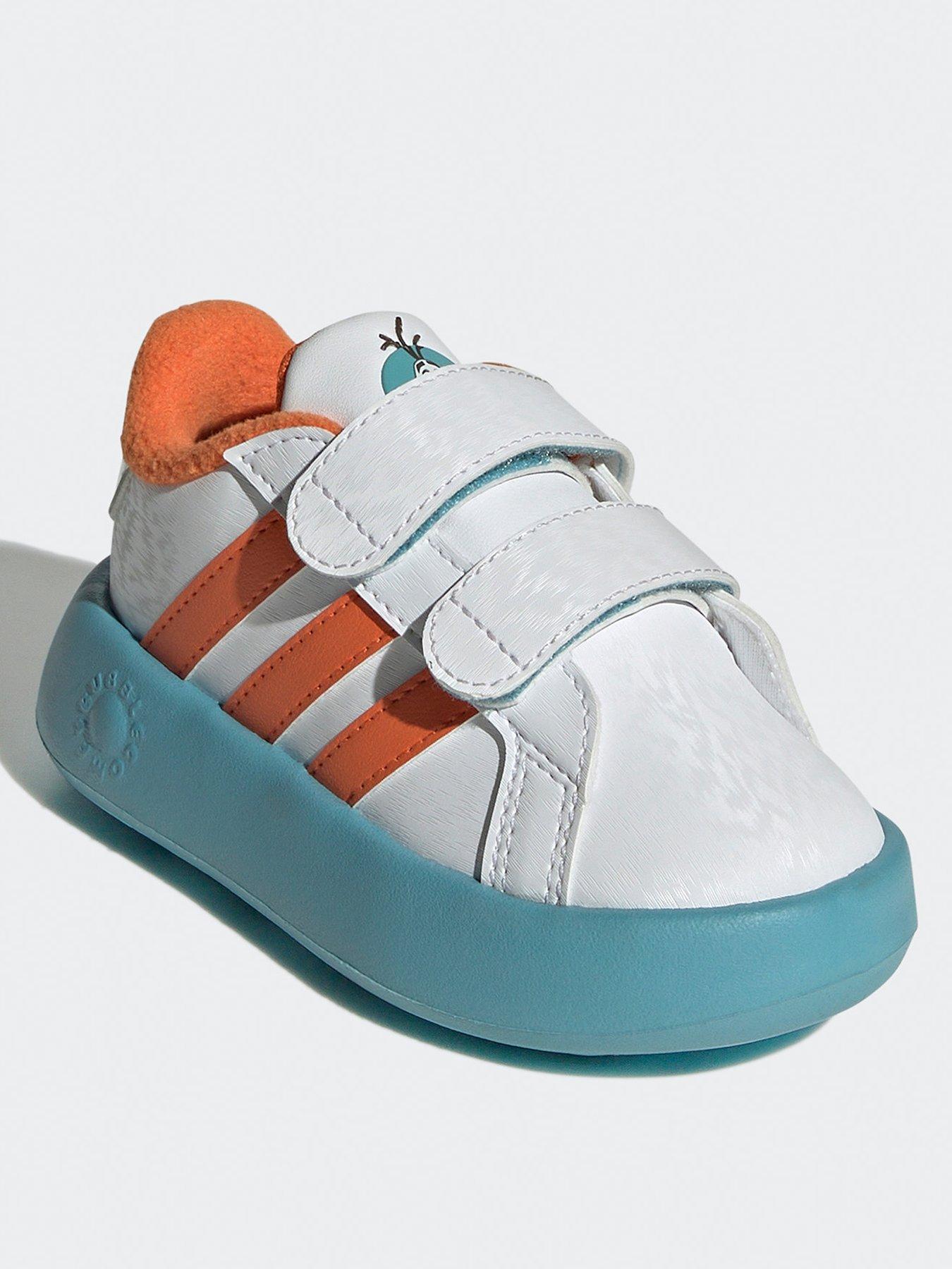 adidas-sportswear-infant-grand-court-olaf-velcro-trainers-whiteorangestillFront