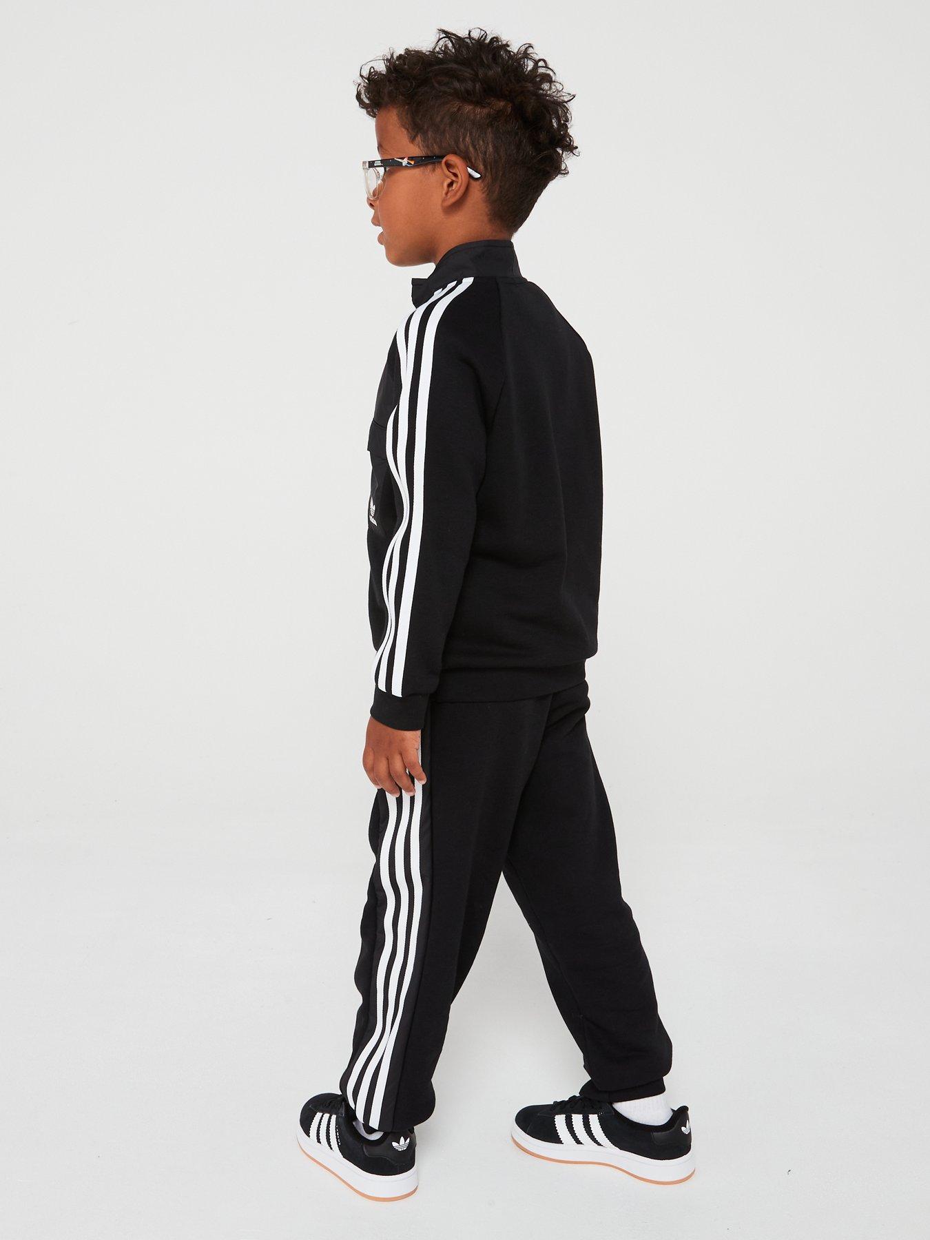 adidas-originals-unisex-kids-half-zip-crew-set-blackstillFront