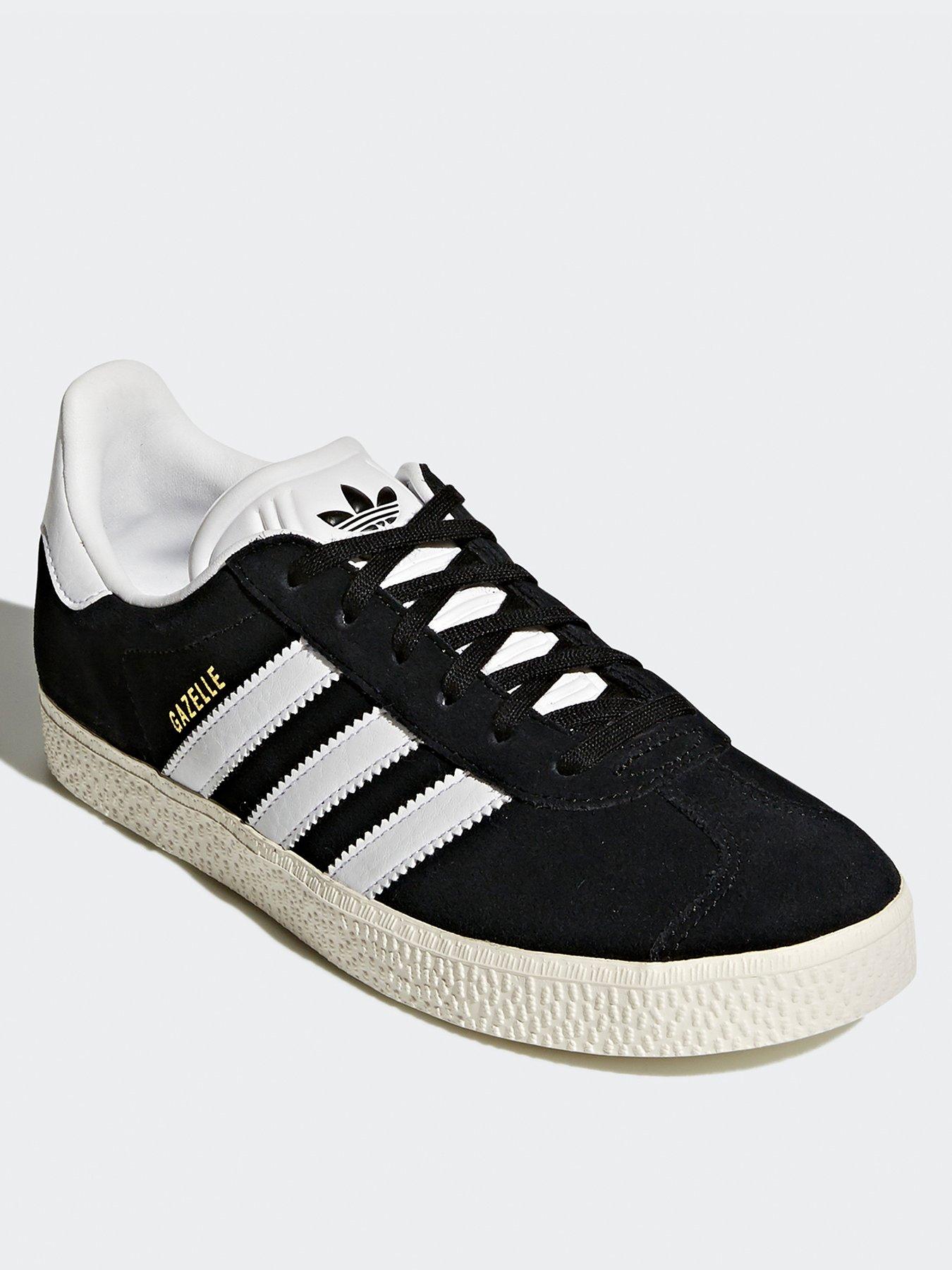 adidas-originals-older-unisex-gazelle-trainers-blackwhitestillFront