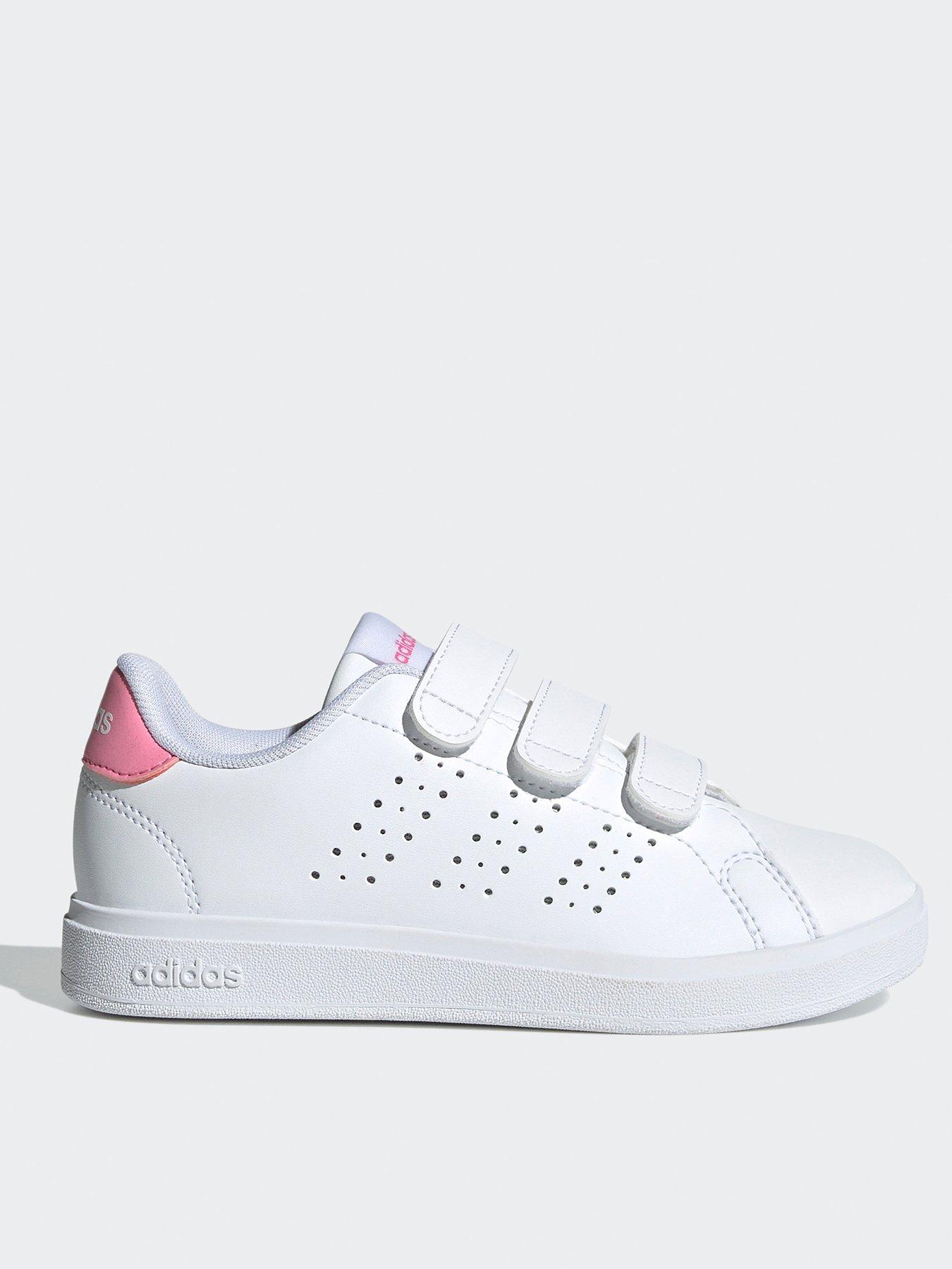 adidas-sportswear-kids-advantage-base-20-velcro-trainers-whitepinkfront