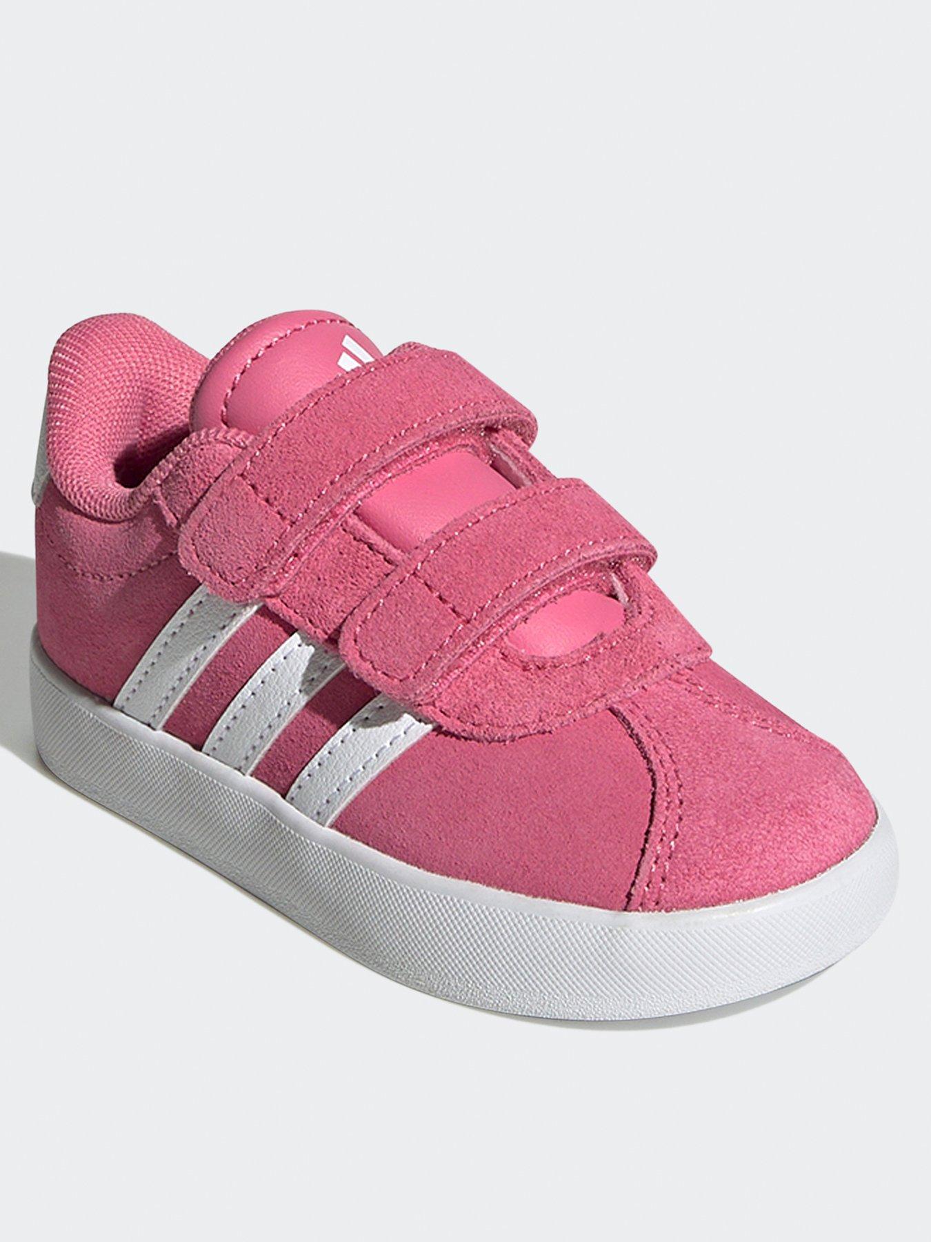 adidas-sportswear-infant-vl-court-30-velcro-trainers-pinkwhitestillFront