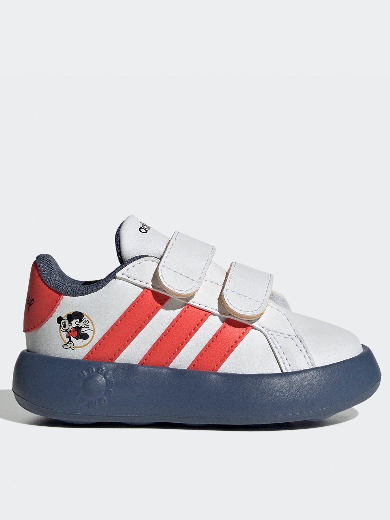 Infant Grand Court Mickey Velcro Trainers White red