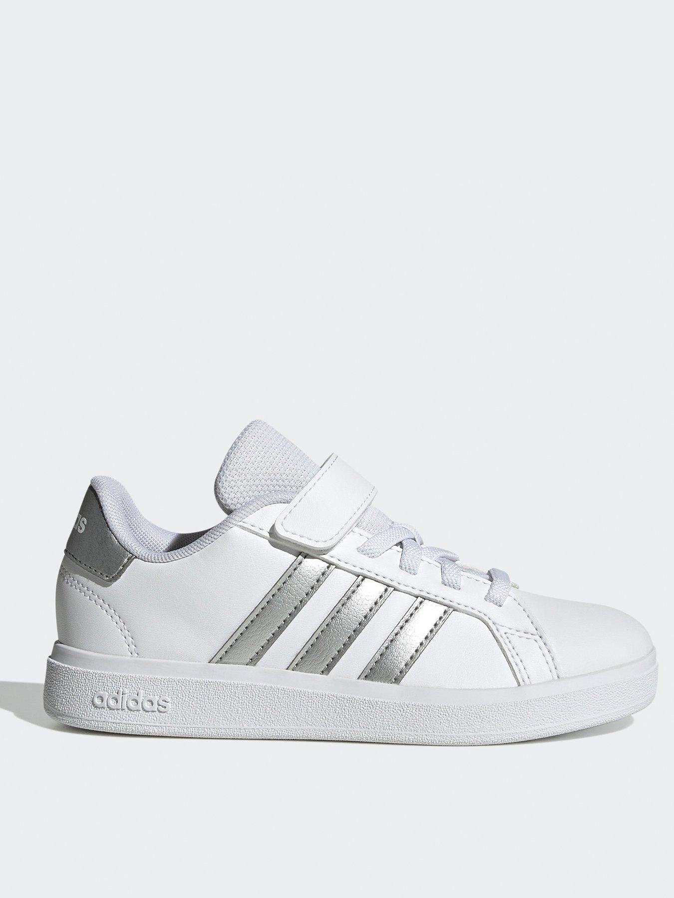 adidas-sportswear-kids-grand-court-20-elasticated-trainers-whitesilverfront