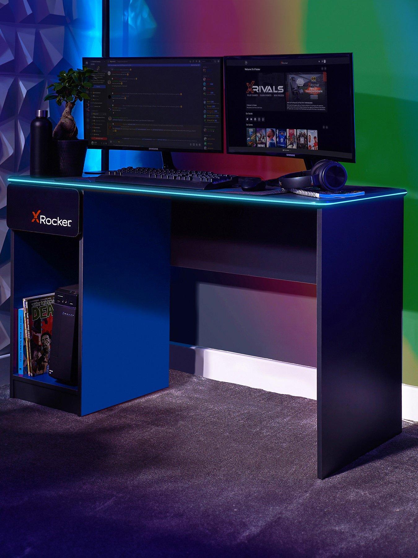 X Rocker Carbon-tek Gaming Desk with Wireless Charging and Neo Fiber ...