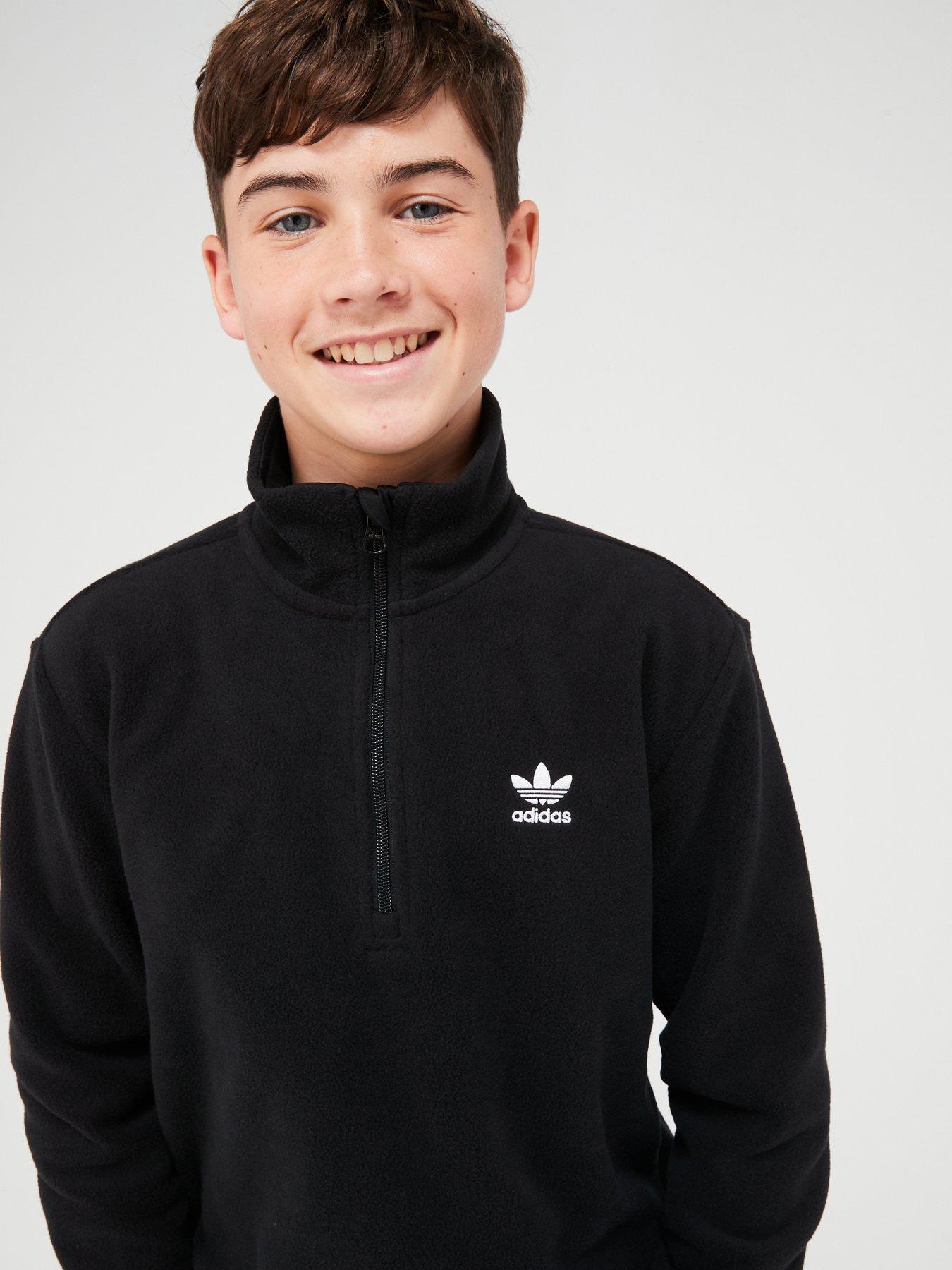 adidas-originals-older-unisex-polar-fleece-half-zip-blackoutfit