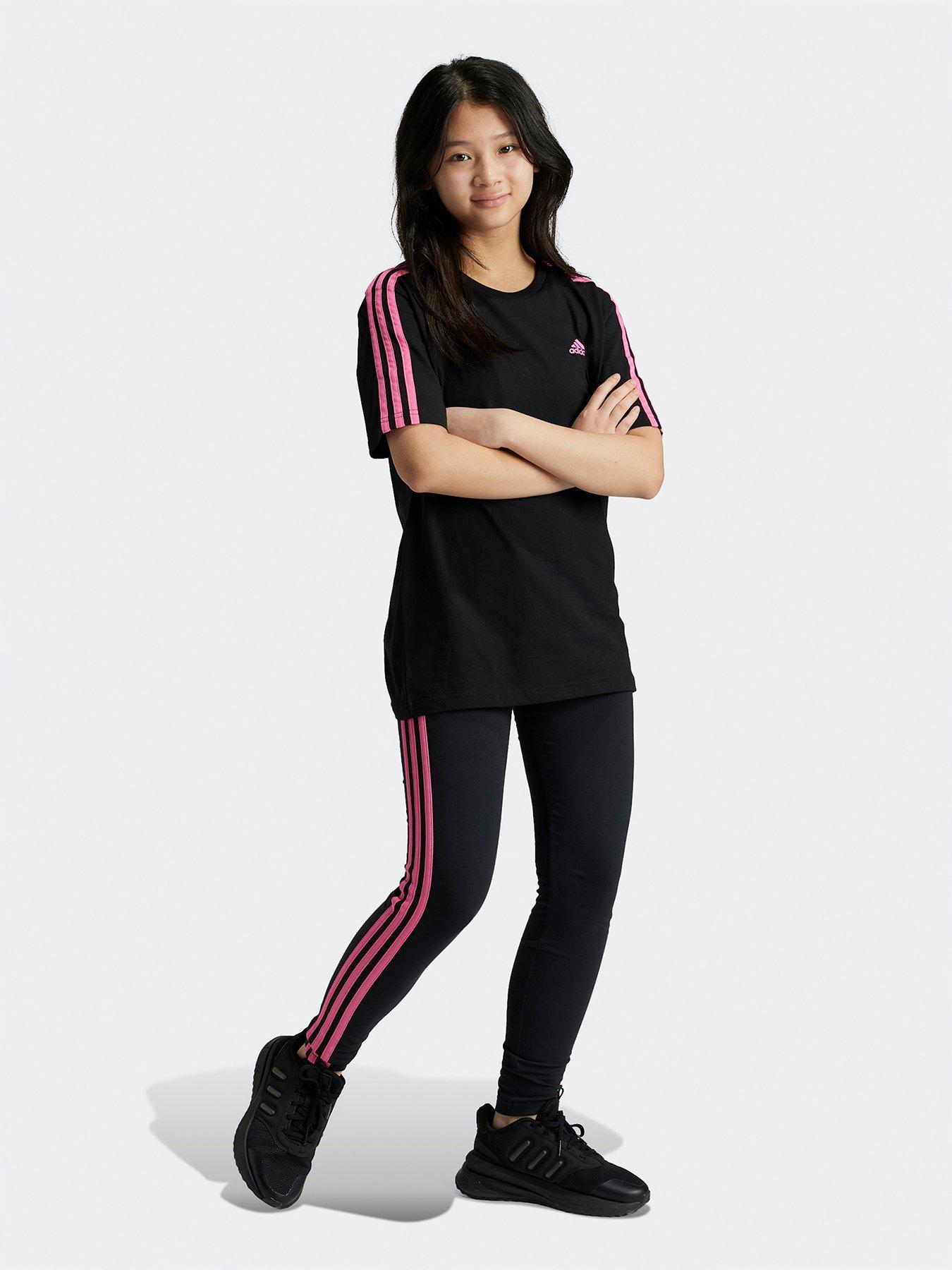 adidas-sportswear-junior-girls-essentials-3-stripe-tights-blackfront