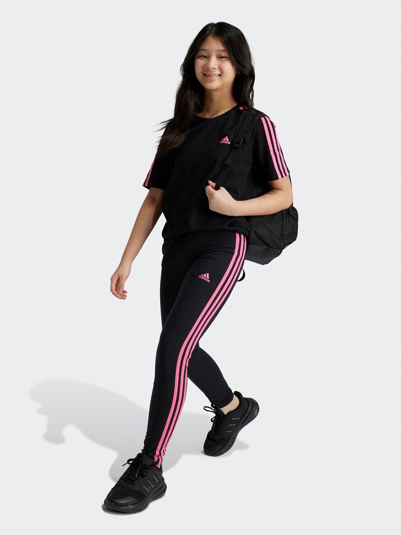 adidas-sportswear-junior-girls-essentials-3-stripe-tights-blackstillFront