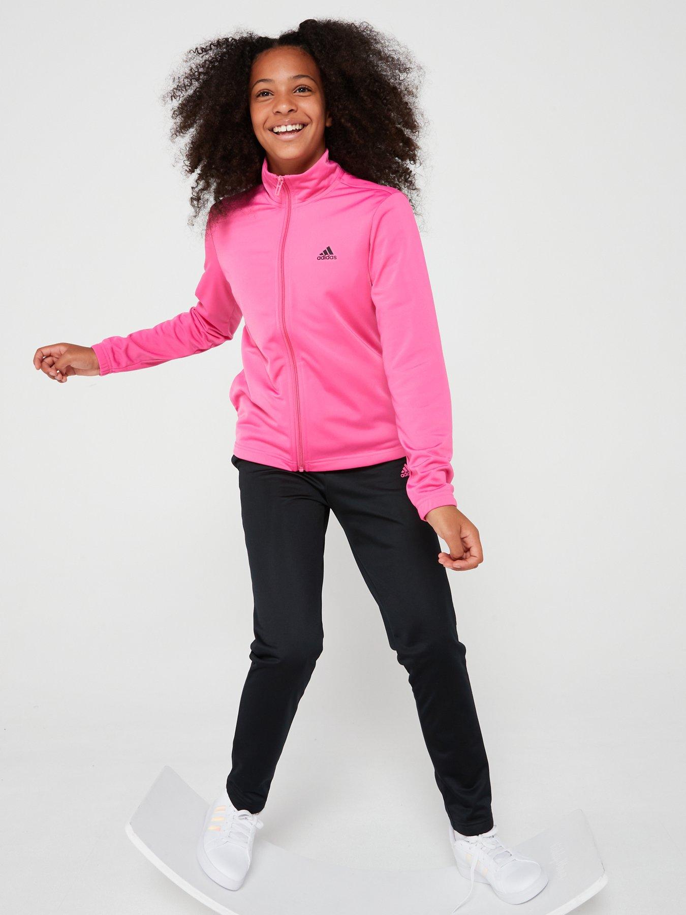 Black and pink adidas tracksuit womens on sale