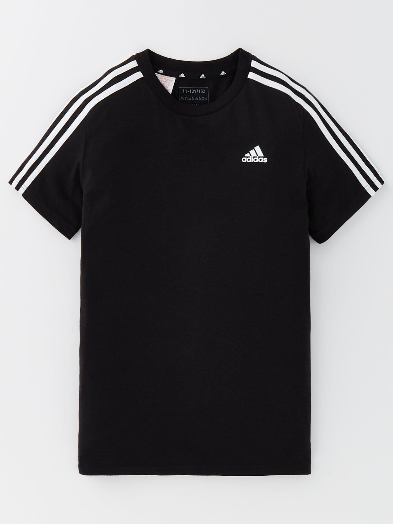 adidas-sportswear-junior-unisex-essentials-3-stripe-t-shirt-blackfront