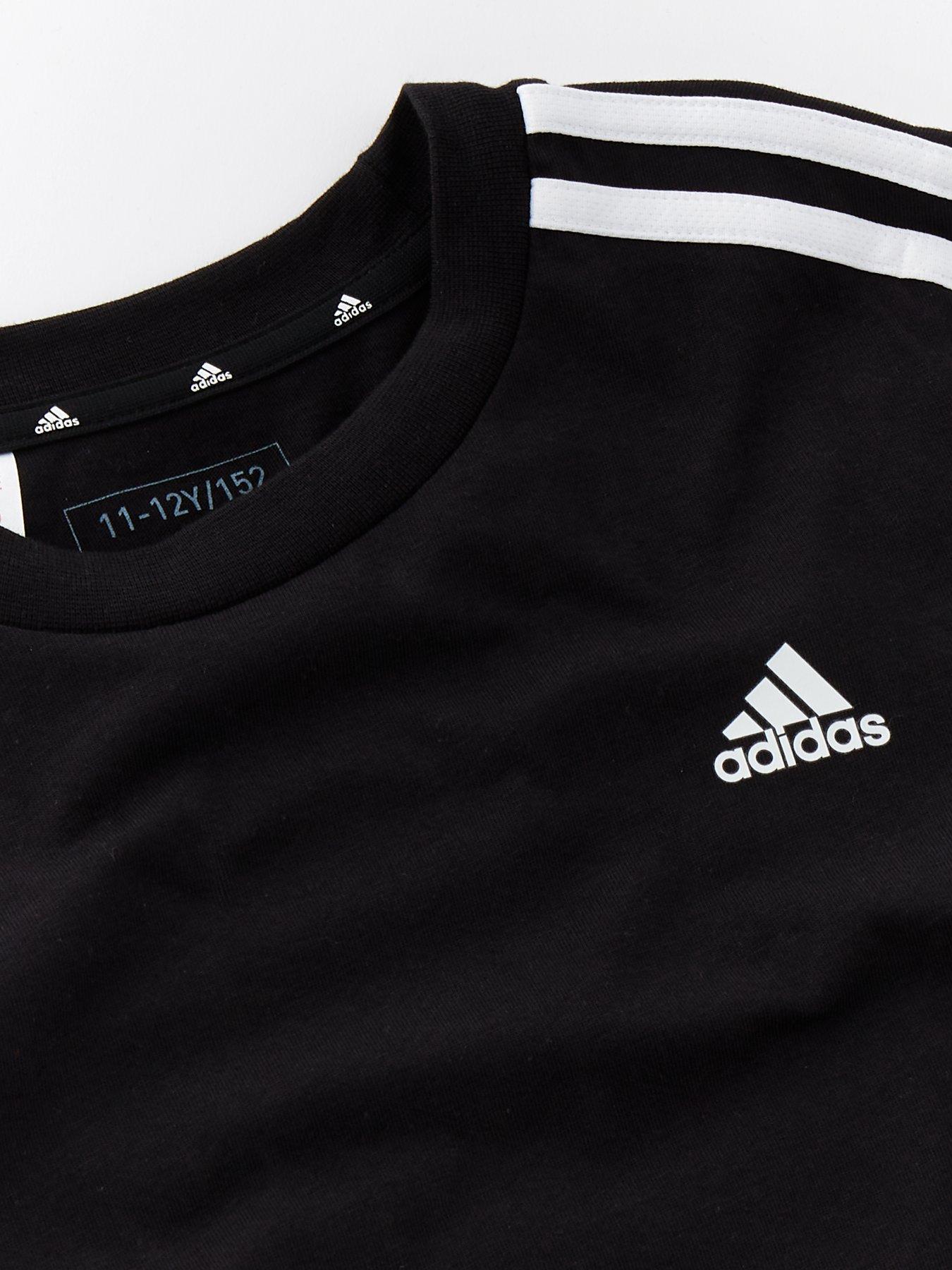 adidas-sportswear-junior-unisex-essentials-3-stripe-t-shirt-blackdetail