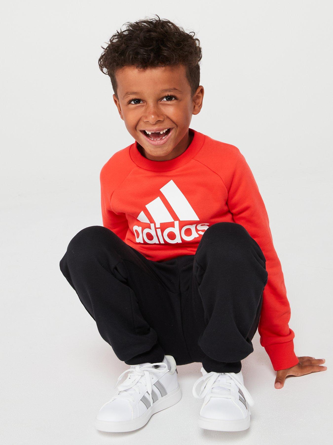 Image 3 of 5 of adidas Sportswear Younger Boys Essentials Big Logo Tracksuit - Red