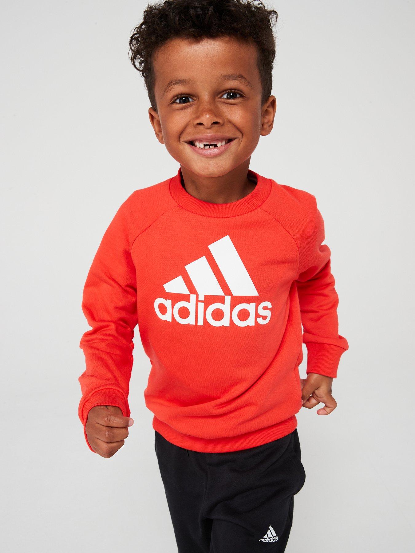 Image 4 of 5 of adidas Sportswear Younger Boys Essentials Big Logo Tracksuit - Red