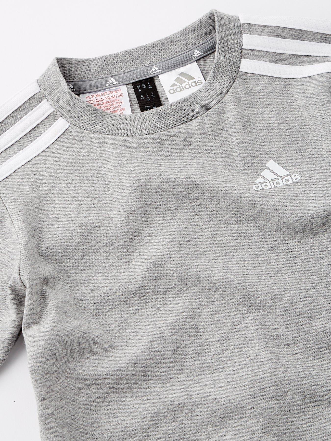 adidas-sportswear-kids-unisex-essentials-3-stripe-t-shirt-and-short-set-blackgreyoutfit