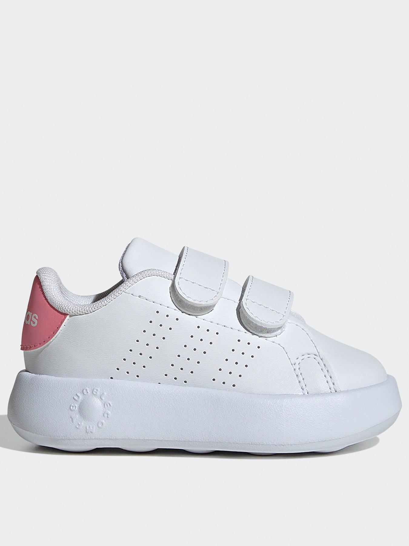 adidas-sportswear-infant-advantage-velcro-trainers-whitepinkfront