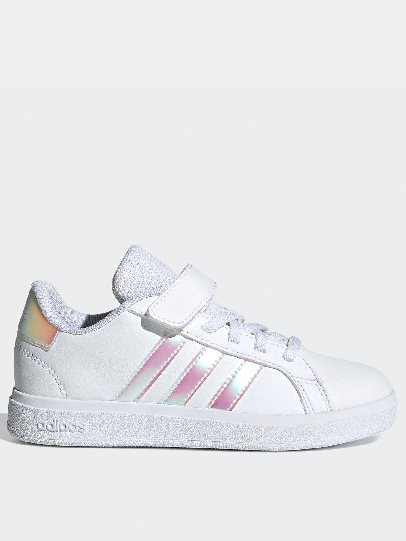 Image of adidas Sportswear Kid's Grand Court 2.0 Elasticated Trainers - White/metallic