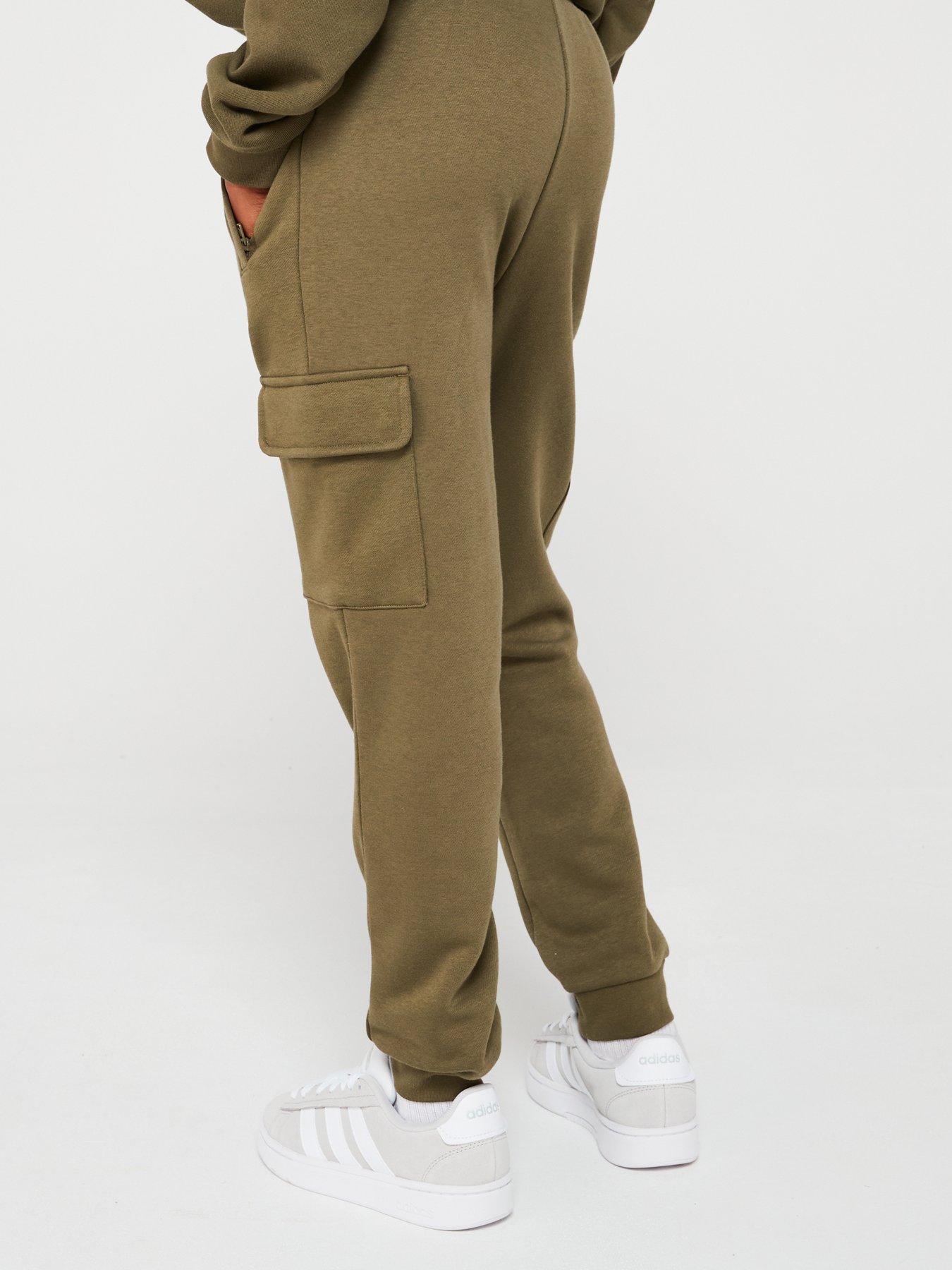 adidas-originals-junior-boys-fleece-cargo-pants-khakistillFront