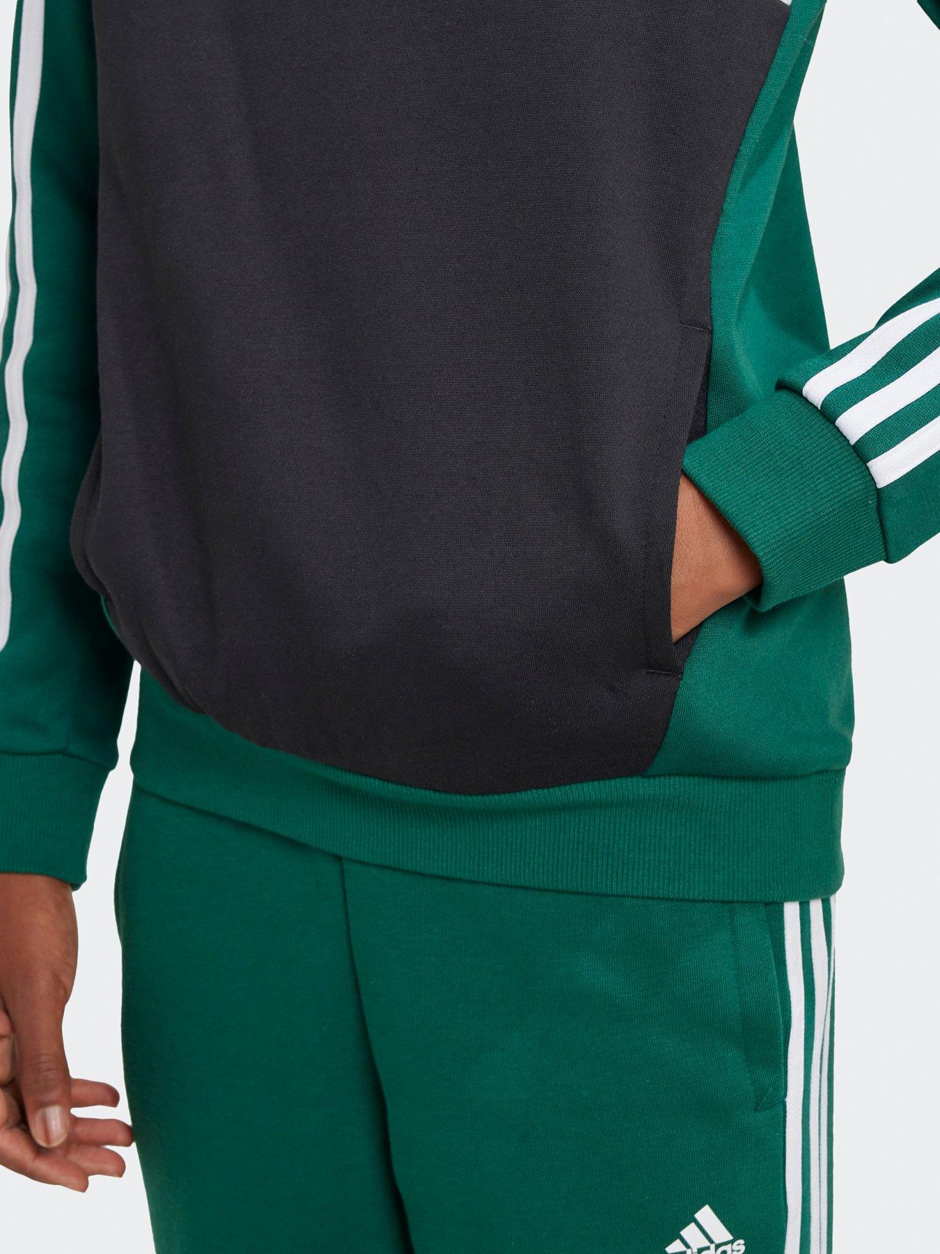 adidas-sportswear-older-unisex-3-stripe-tiberio-fleece-hoodie-greenblackdetail