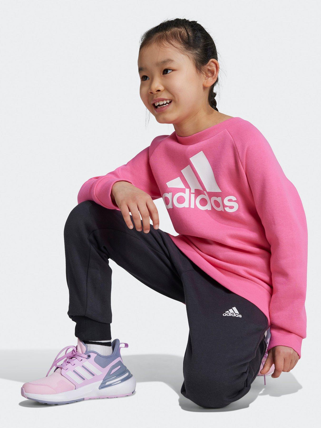 adidas-sportswear-younger-girls-essentials-fleece-tracksuit-pinkstillFront