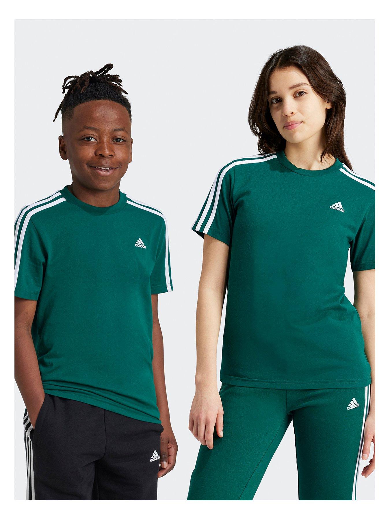 adidas-sportswear-junior-unisex-3-stripe-t-shirt-greenfront