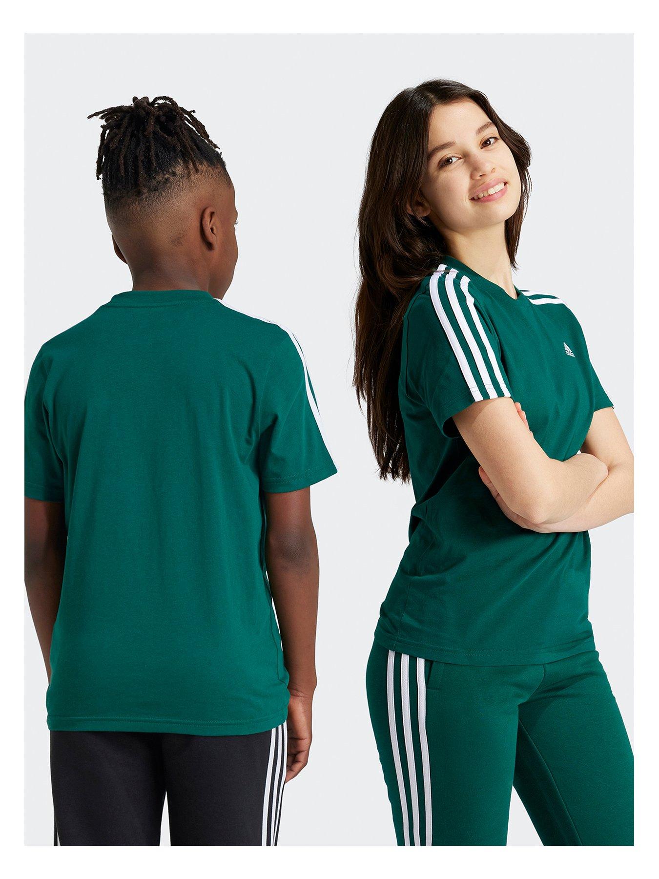 adidas-sportswear-junior-unisex-3-stripe-t-shirt-greenback