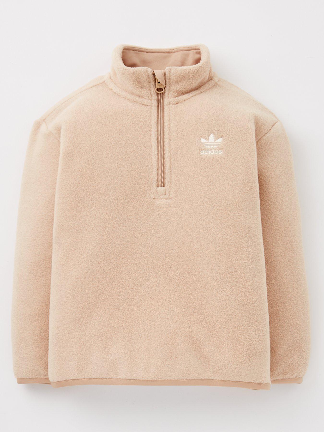 adidas-originals-unisex-kids-polar-fleece-half-zip-beige-magic-beige