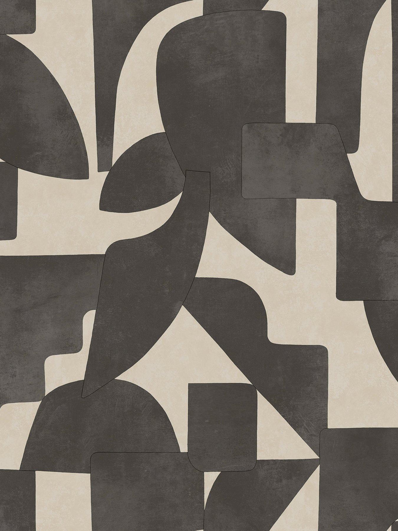 Image 2 of 6 of Holden Decor Abstract Angles Cream and Charcoal Wallpaper