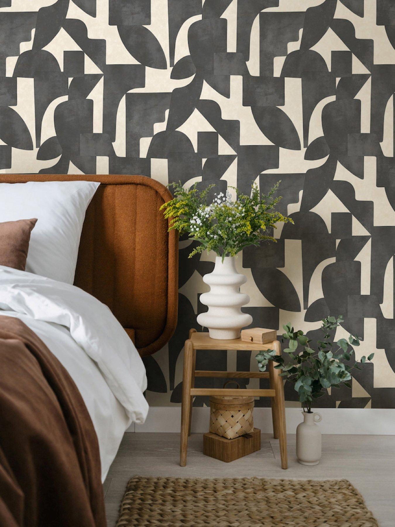 Image 3 of 6 of Holden Decor Abstract Angles Cream and Charcoal Wallpaper