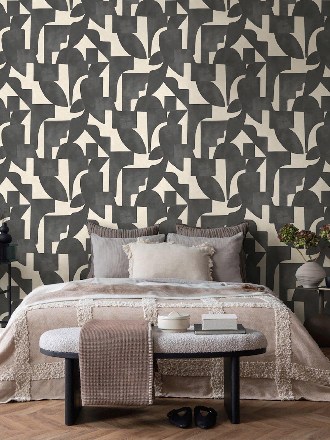 Image 5 of 6 of Holden Decor Abstract Angles Cream and Charcoal Wallpaper