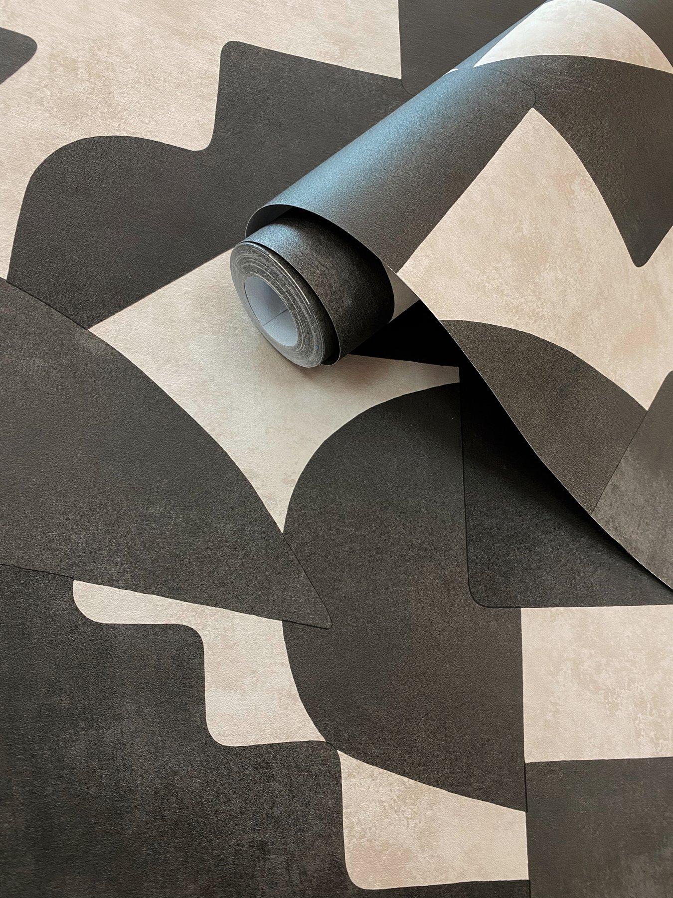 Image 6 of 6 of Holden Decor Abstract Angles Cream and Charcoal Wallpaper