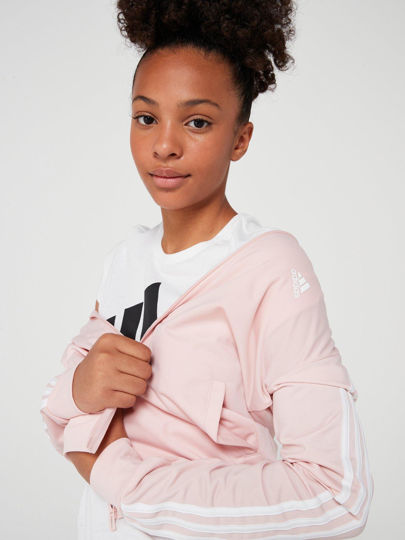 adidas-sportswear-junior-girls-essentials-3-stripe-zip-up-top-pinkdetail