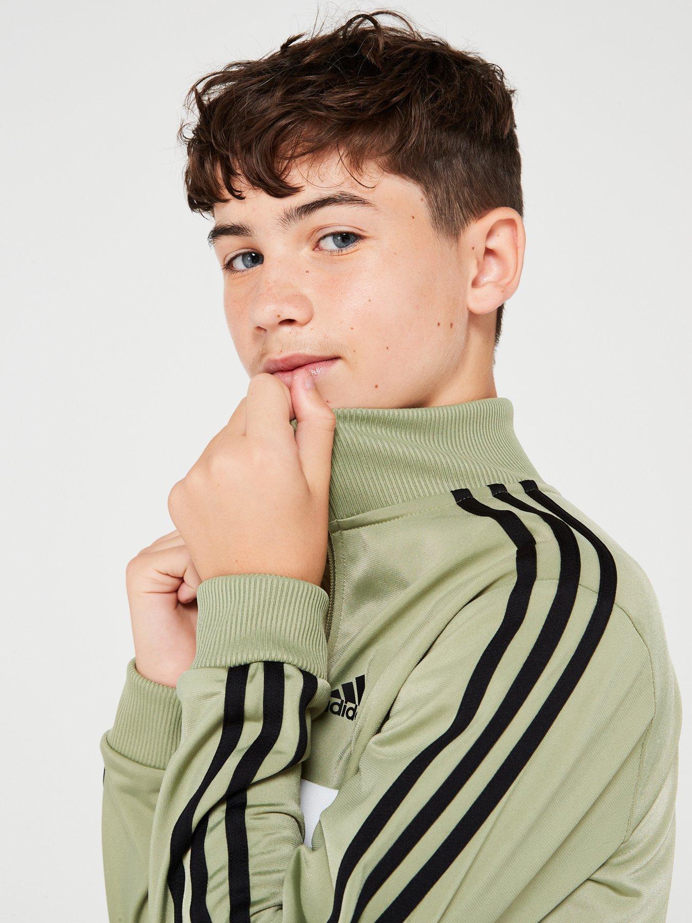 adidas-sportswear-junior-unisex-3-stripe-tiberio-tracksuit-blackgreenoutfit