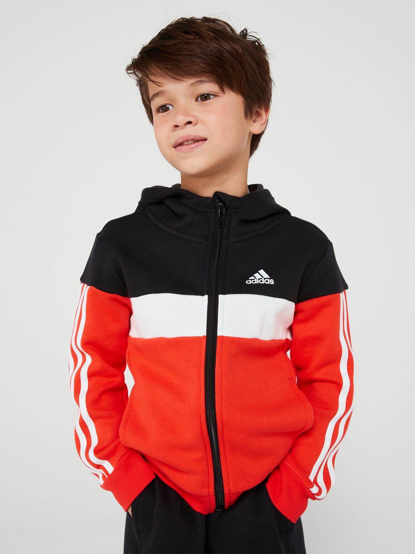 adidas-sportswear-kids-unisex-essentials-3-stripe-tracksuit-blackredoutfit