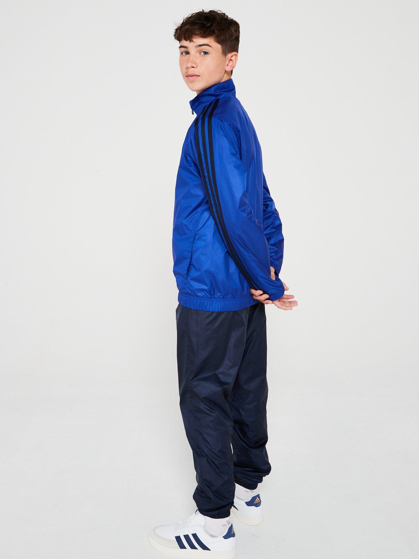 adidas-sportswear-junior-unisex-essentials-woven-tracksuit-bluestillFront